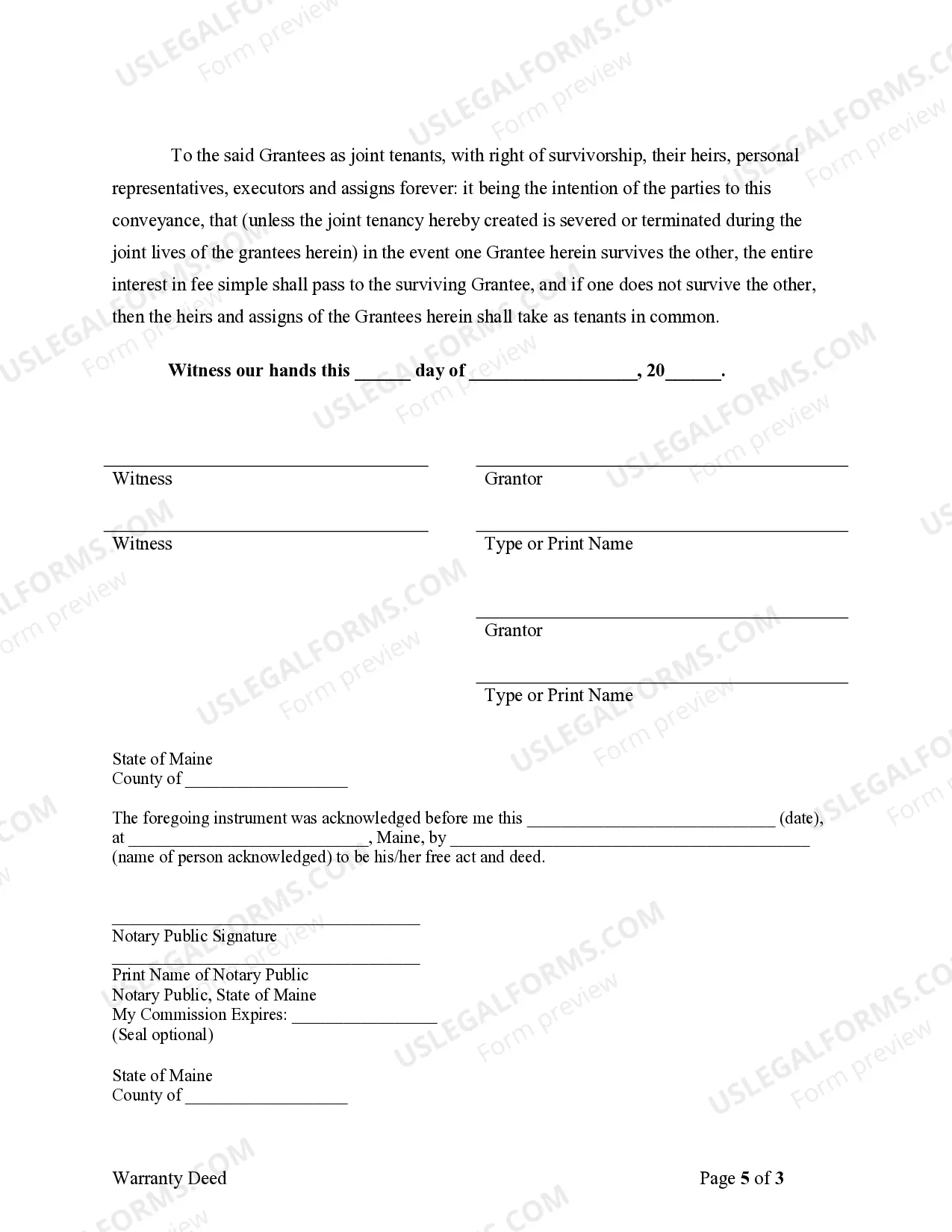 Preview Warranty Deed for Husband and Wife Converting Property from Tenants in Common to Joint Tenancy