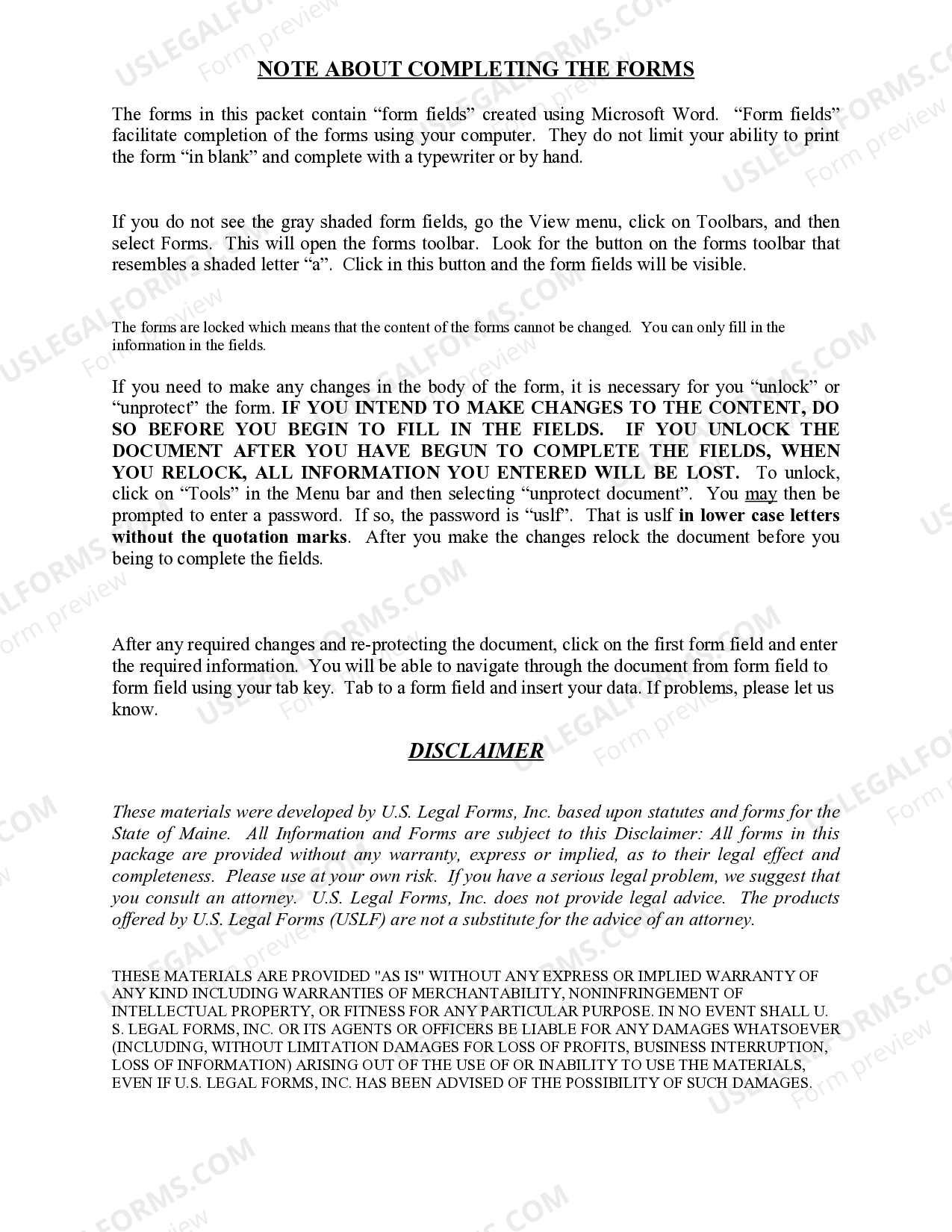 Maine Warranty Deed for Parents to Child with Reservation of Life