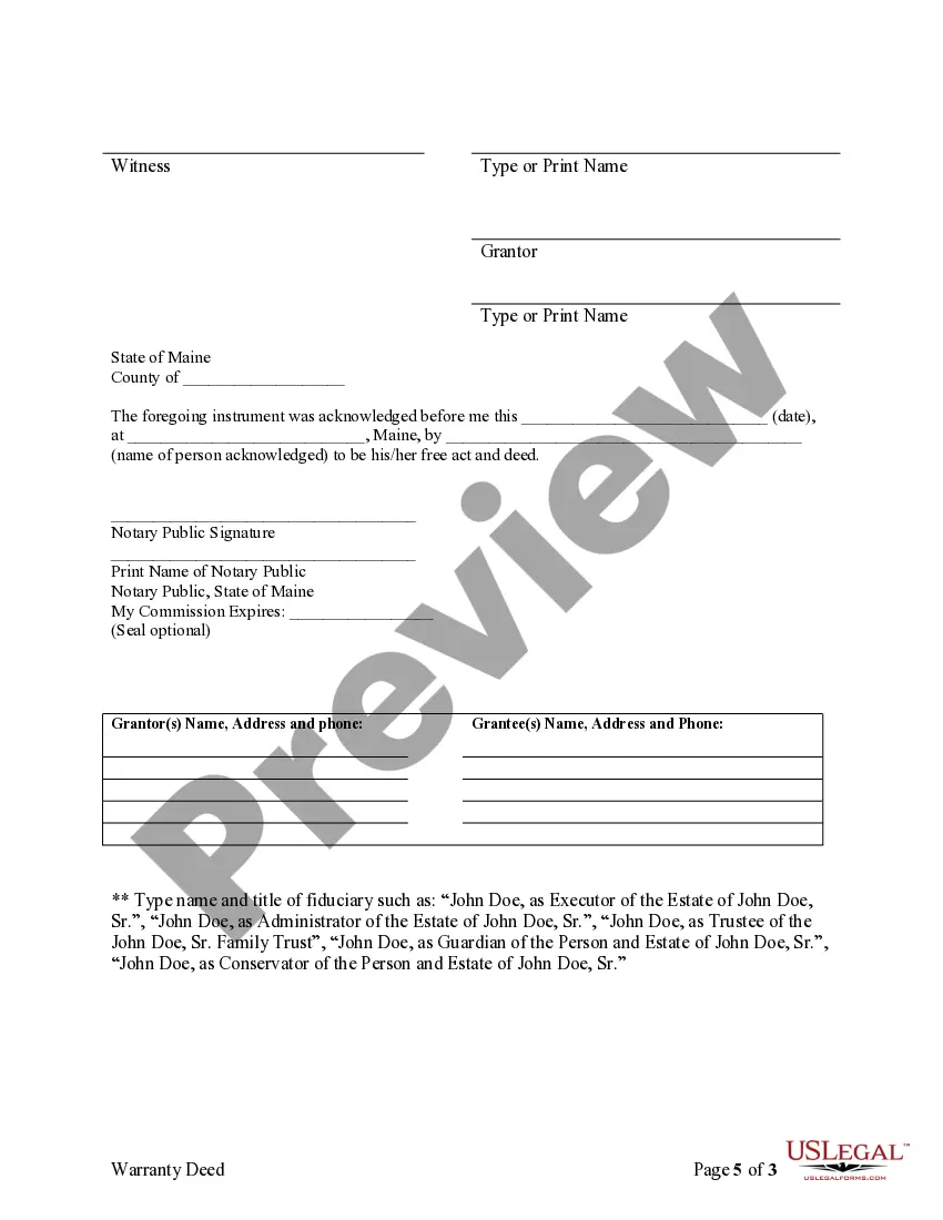 Preview Fiduciary Deed for use by Executors, Trustees, Trustors, Administrators and other Fiduciaries