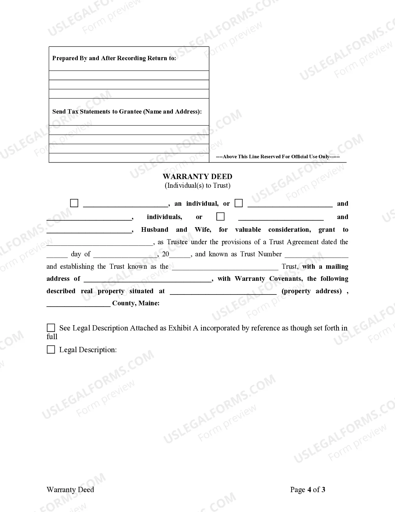 Preview Warranty Deed from Individuals to a Trust