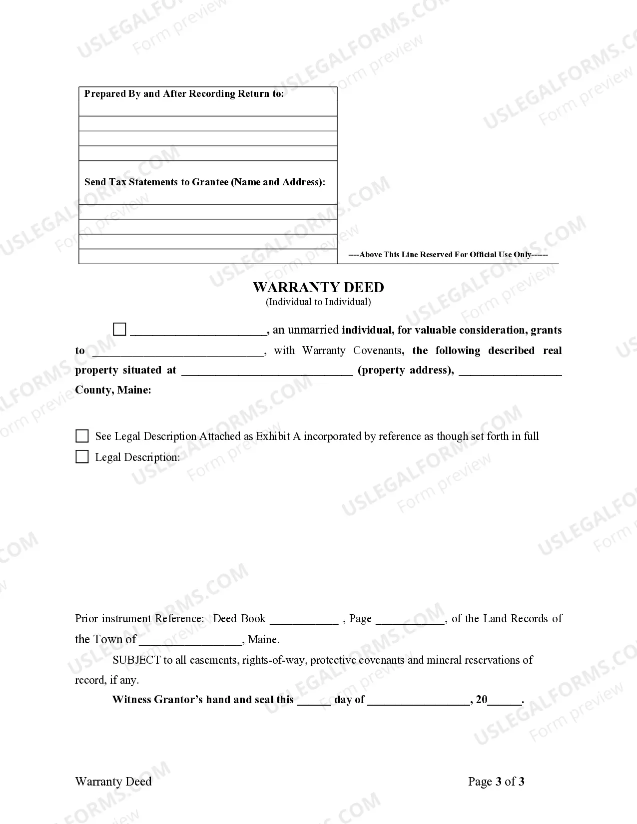Preview Warranty Deed from Individual to Individual