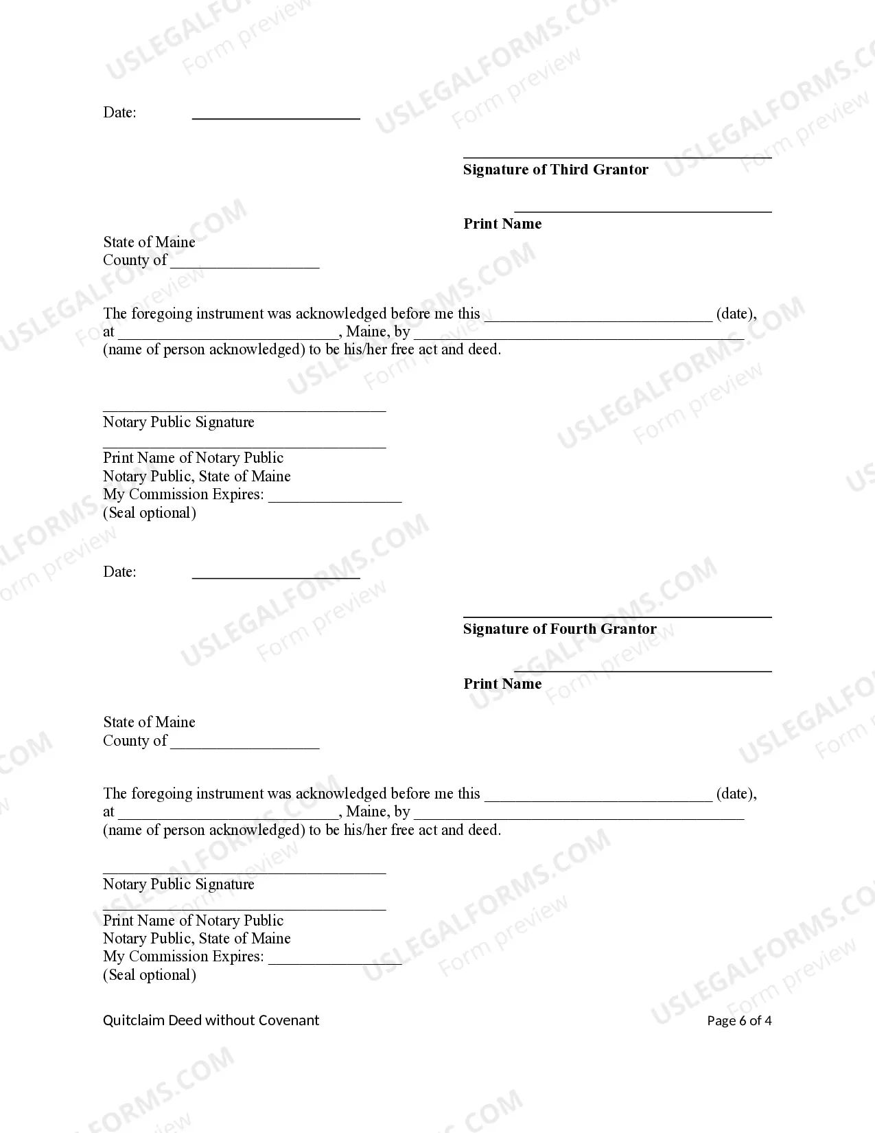 Preview Quitclaim Deed from Four Grantors to One Grantee