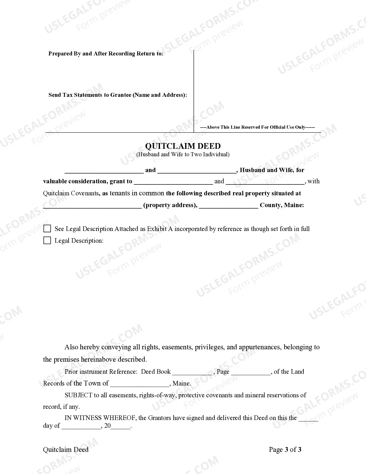Preview Quitclaim Deed - Husband and Wife to Two Individuals