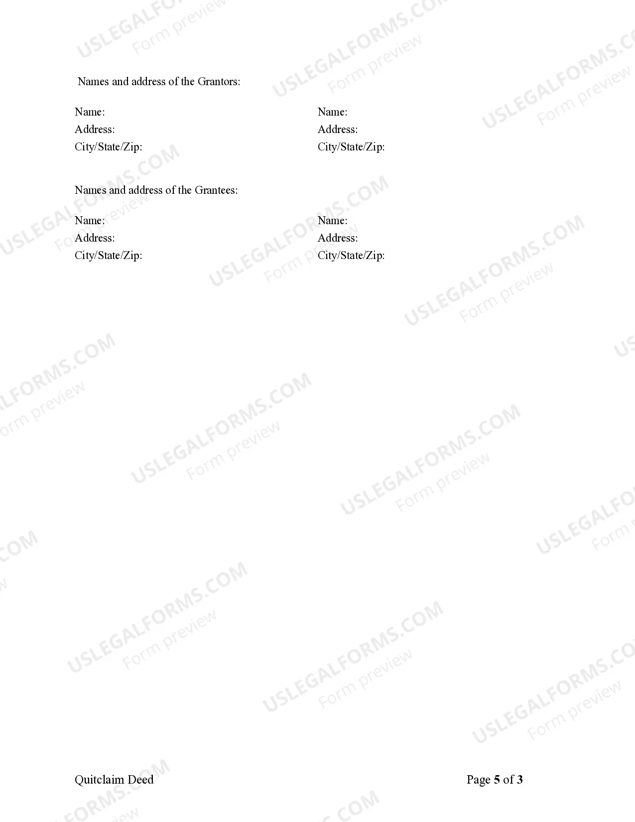 Preview Quitclaim Deed - Husband and Wife to Two Individuals