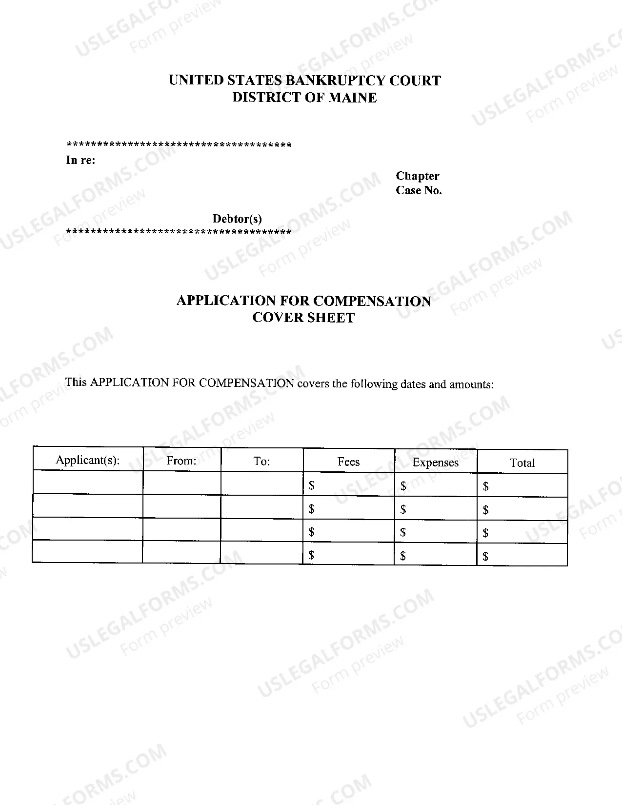 Preview Application For Compensation Cover Sheet