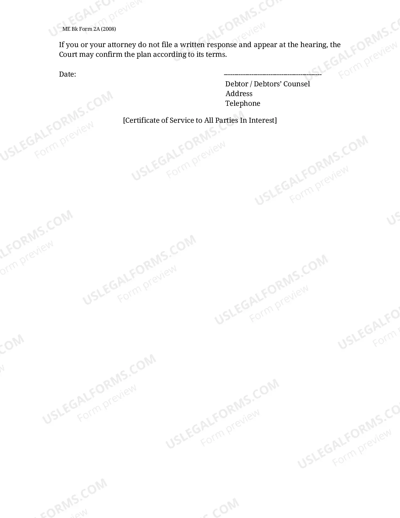 Preview Notice of Hearing On Confirmation (Chapter 13)