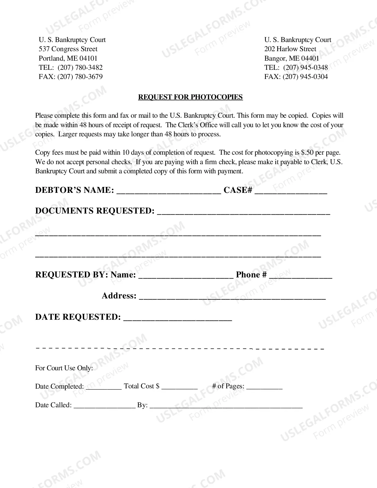 Preview Request For Photocopies