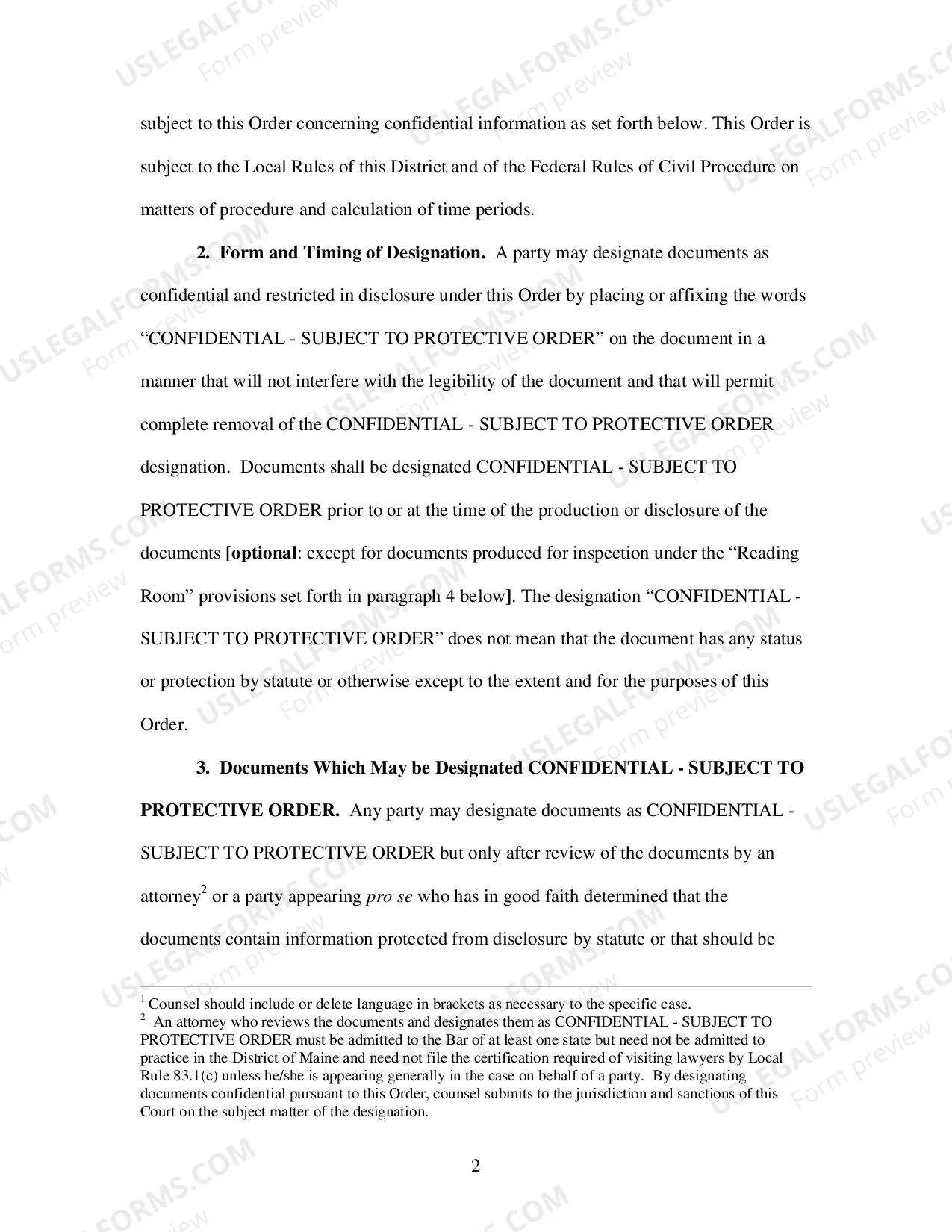 Preview Confidentiality Order