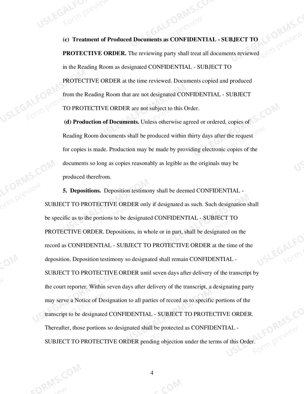Preview Confidentiality Order
