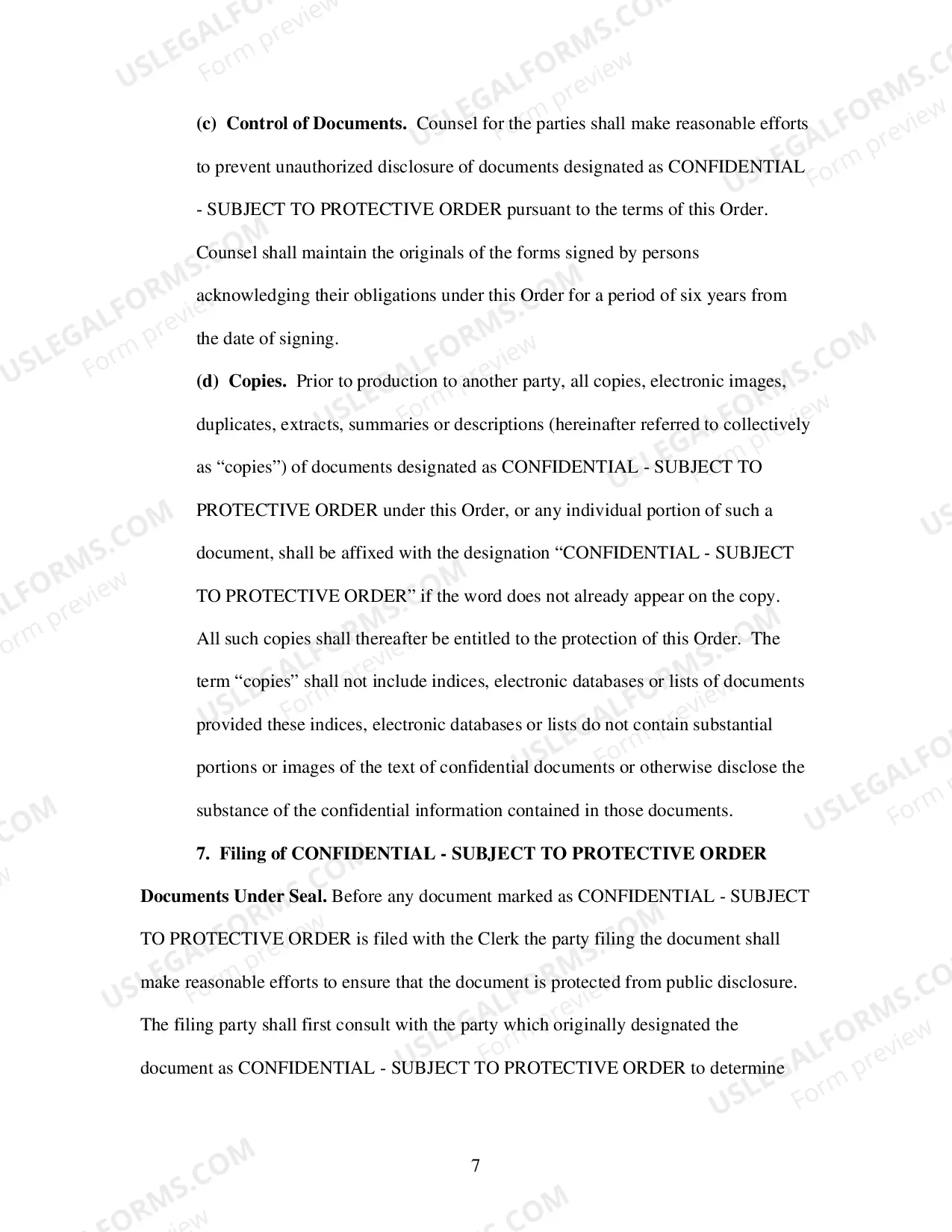 Preview Confidentiality Order