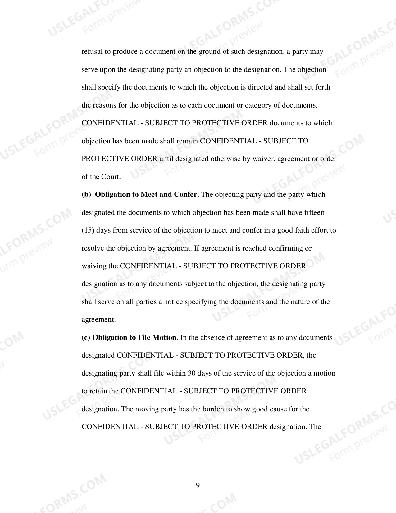 Preview Confidentiality Order