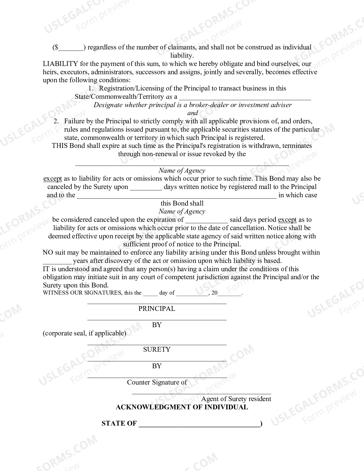 Preview Uniform Surety Bond (USB)