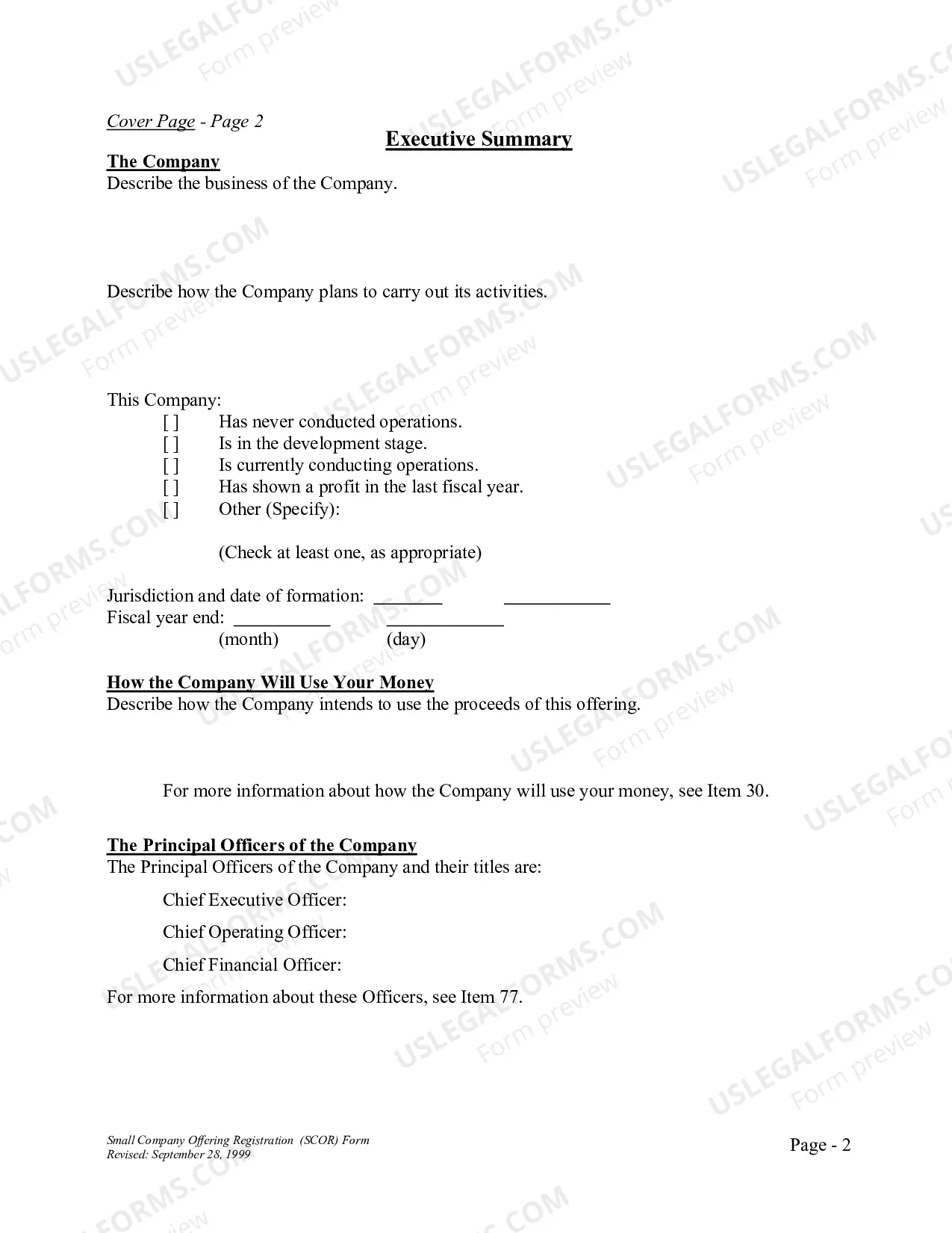 Preview Small Company Offering Registration Form (U-7)