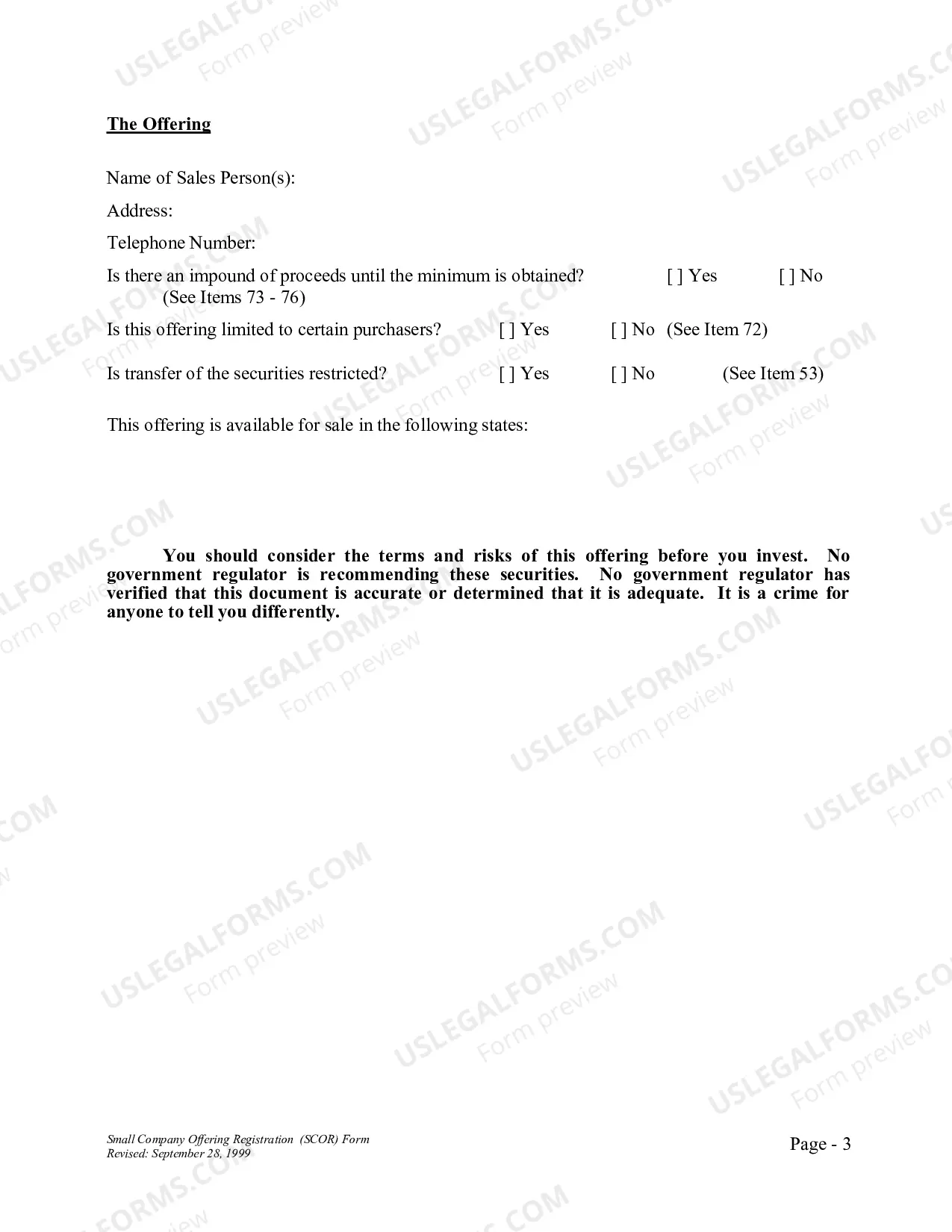 Preview Small Company Offering Registration Form (U-7)