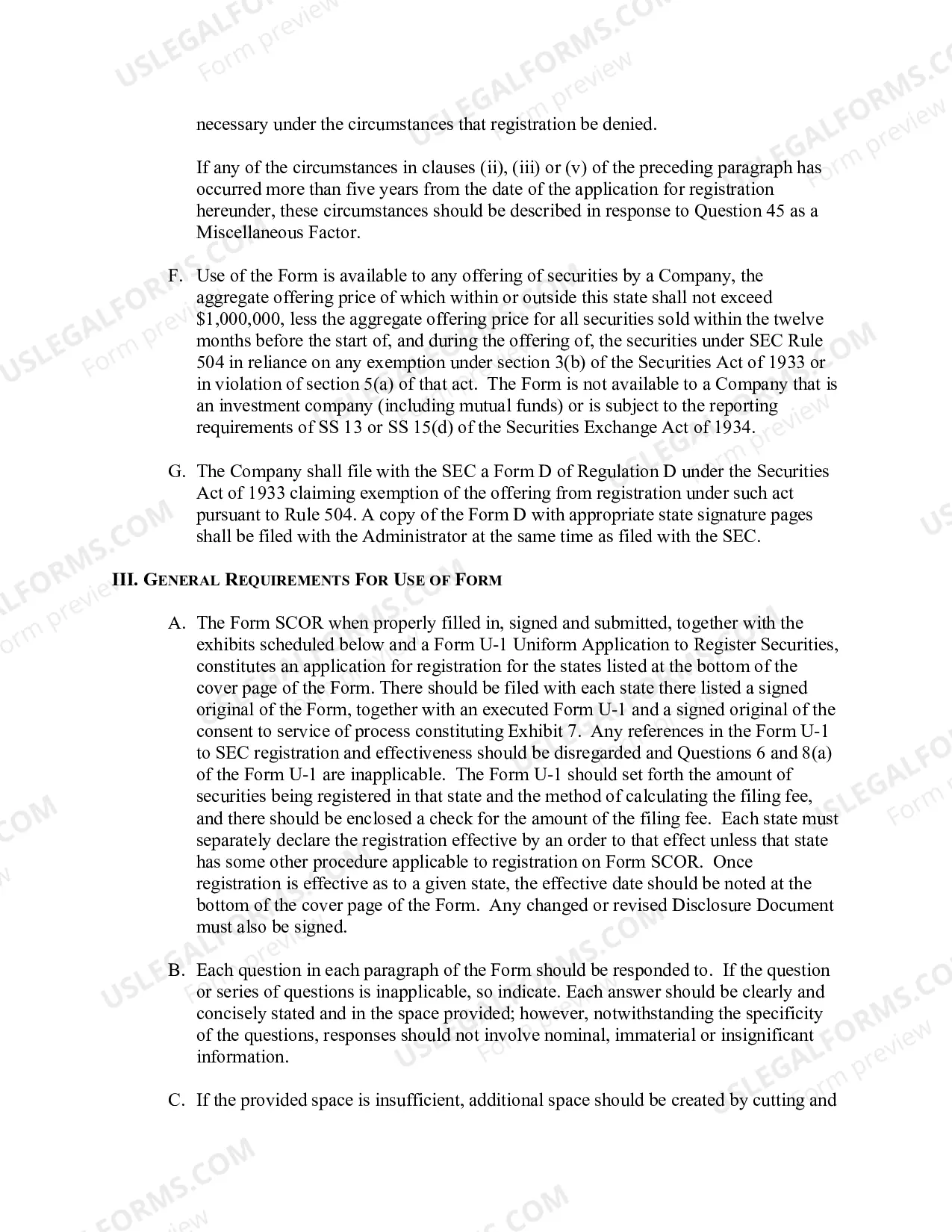 Preview Instructions for Filing Form SCOR