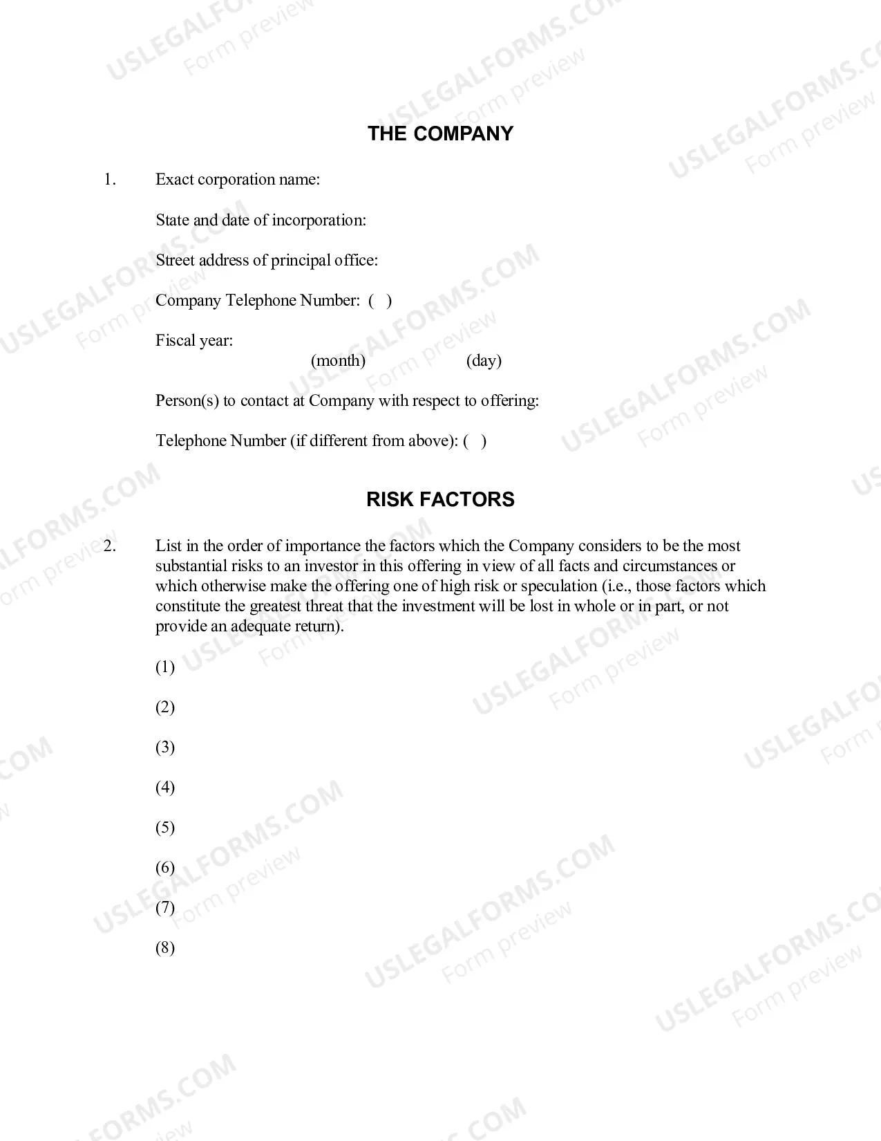 Preview Small Company Offering Registration Form (U-7)