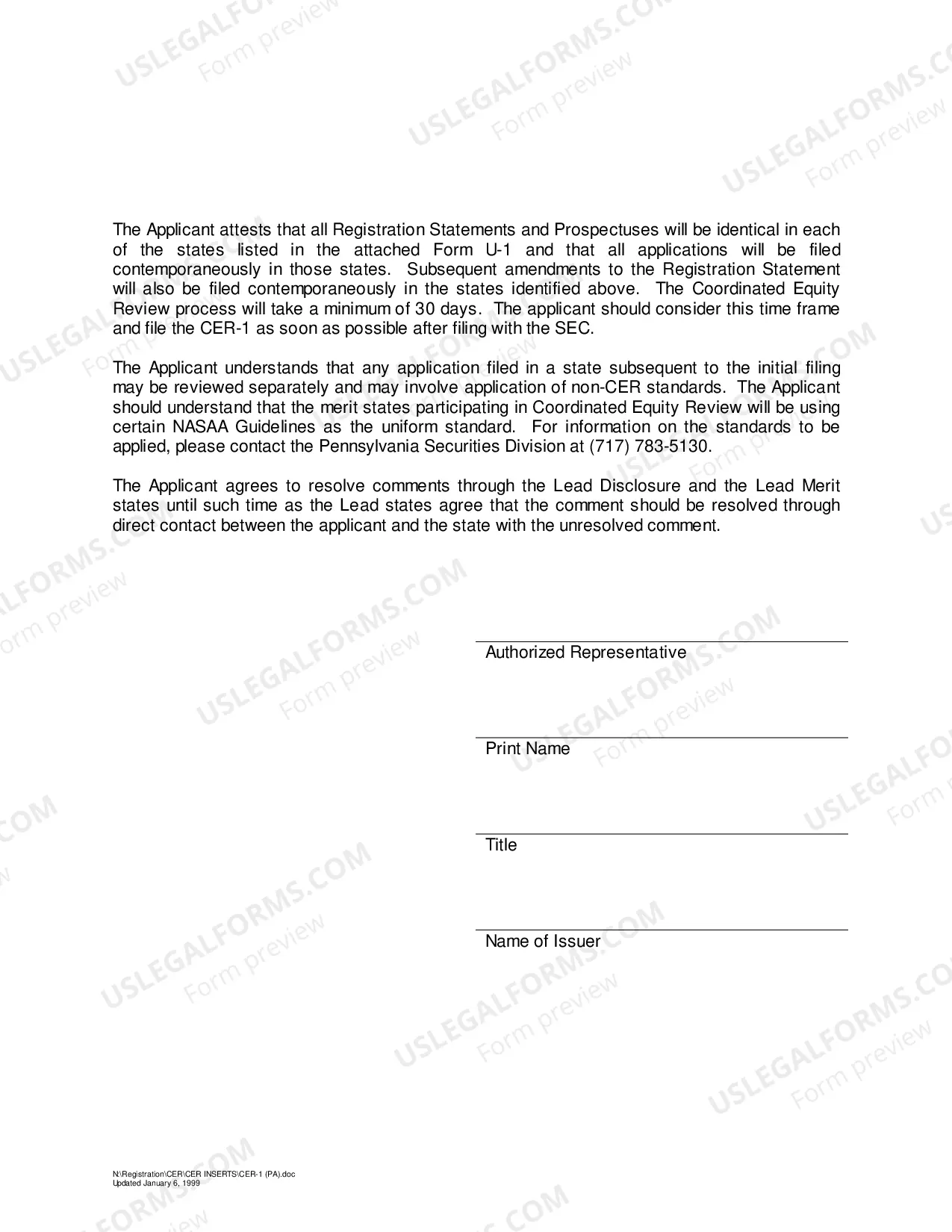 Preview Coordinated Equity Review Form