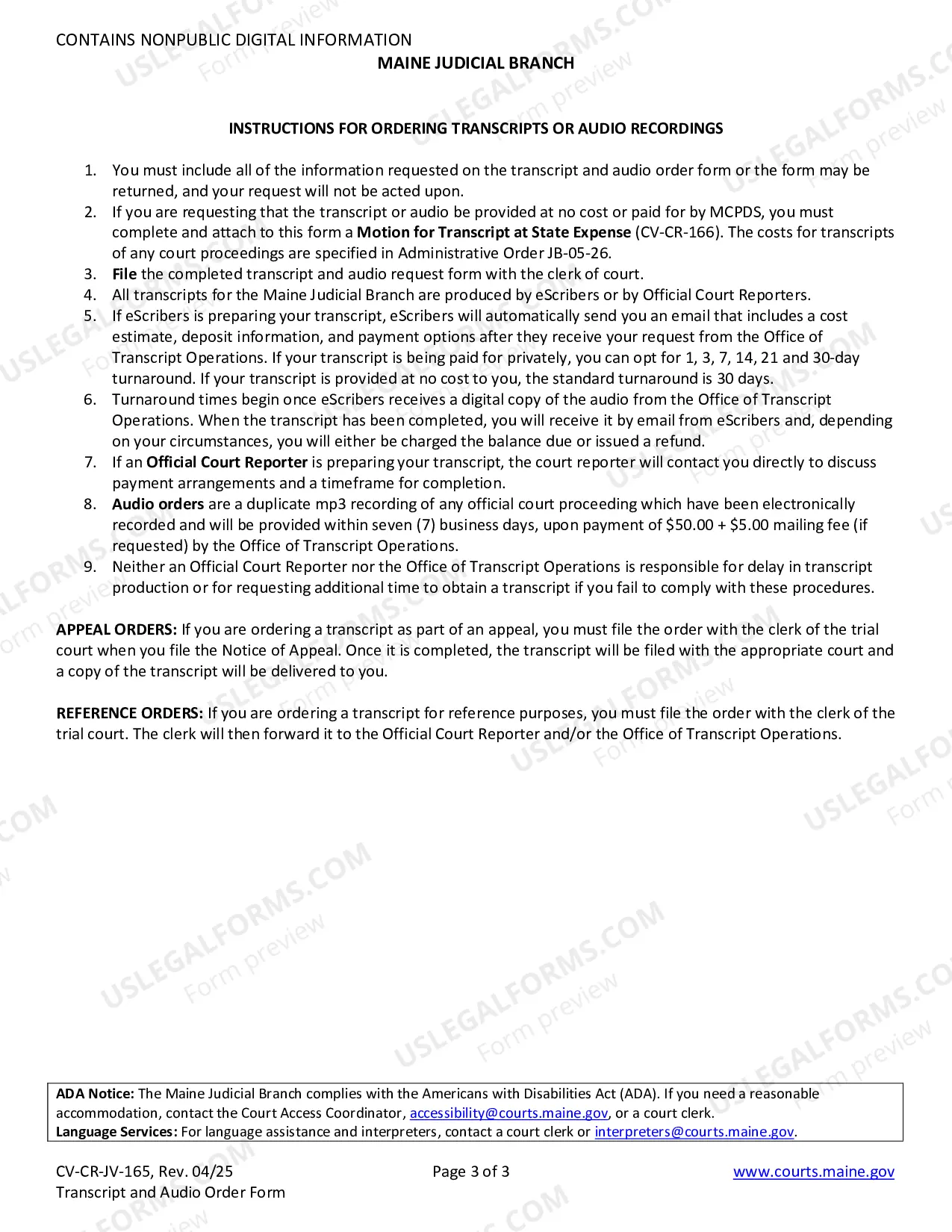 Preview Transcript And Audio Order Form
