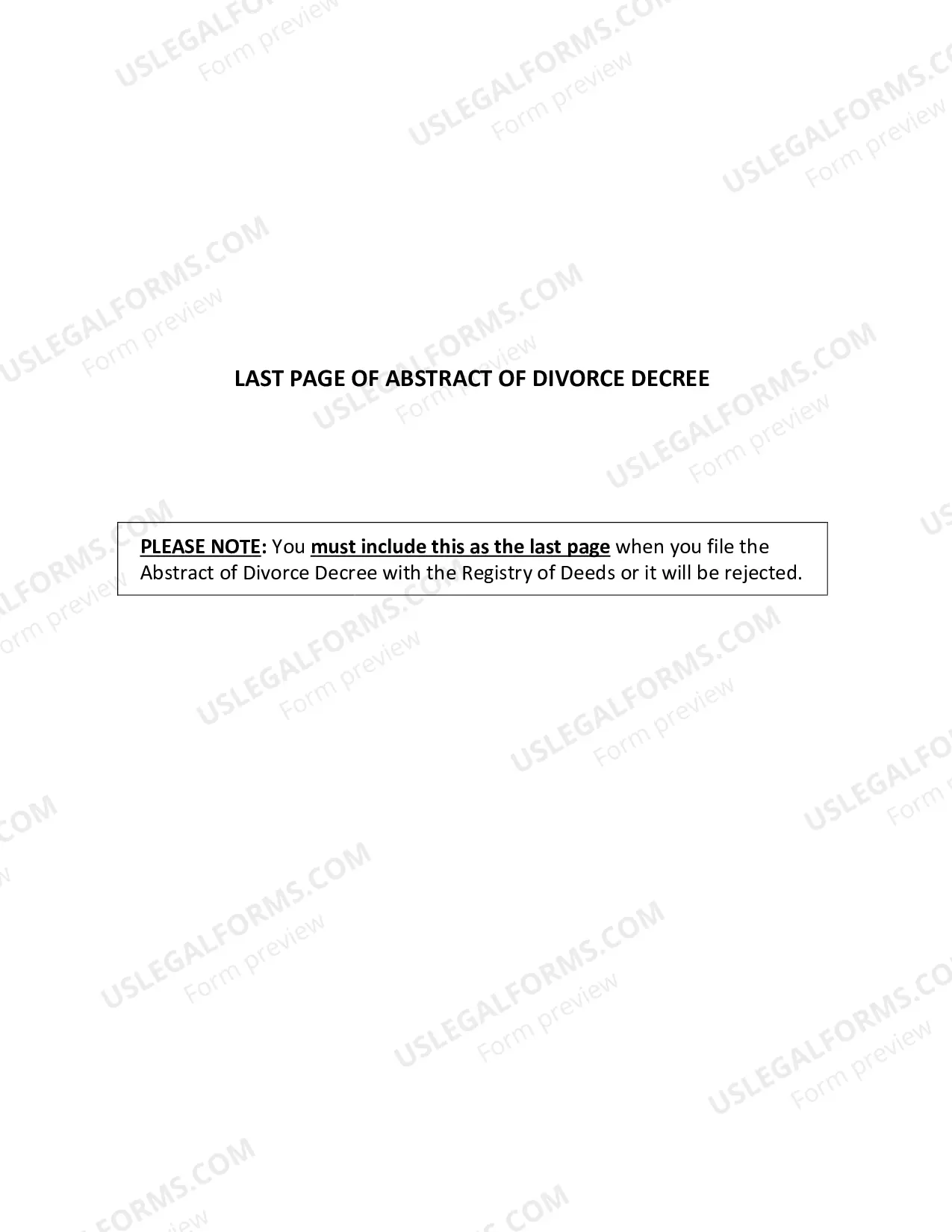 Preview Abstract of Divorce Decree
