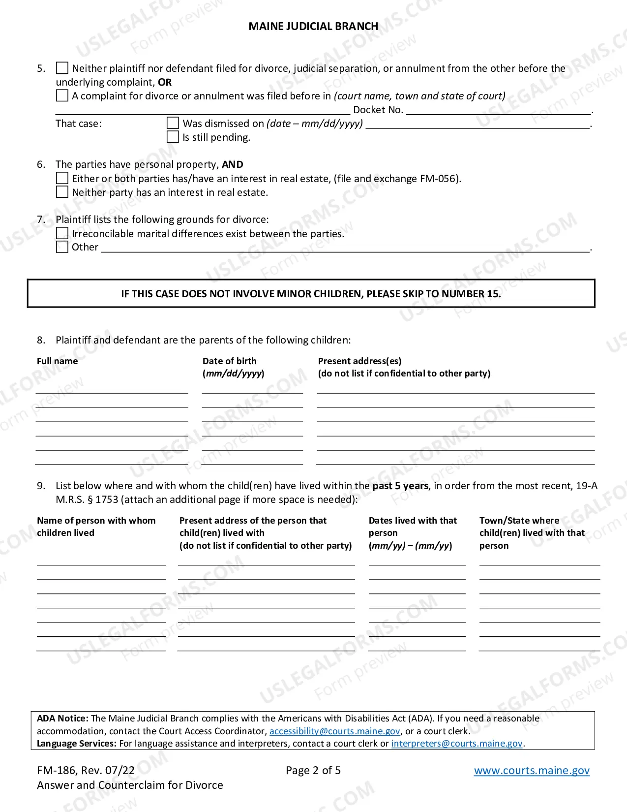 Preview Answer And Counterclaim For Divorce (With Children)