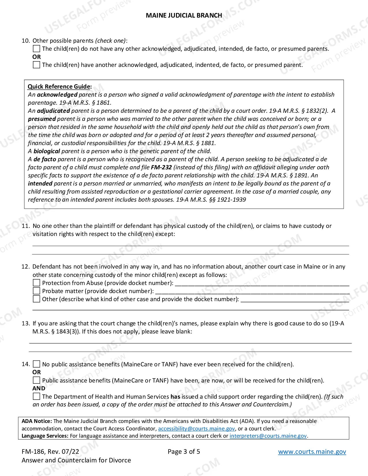 Preview Answer And Counterclaim For Divorce (With Children)