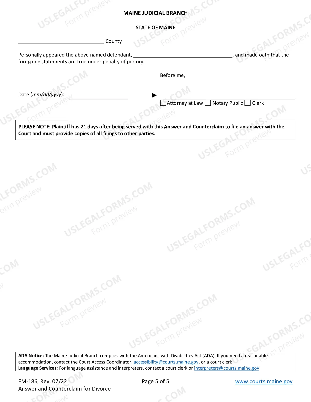 Preview Answer And Counterclaim For Divorce (With Children)