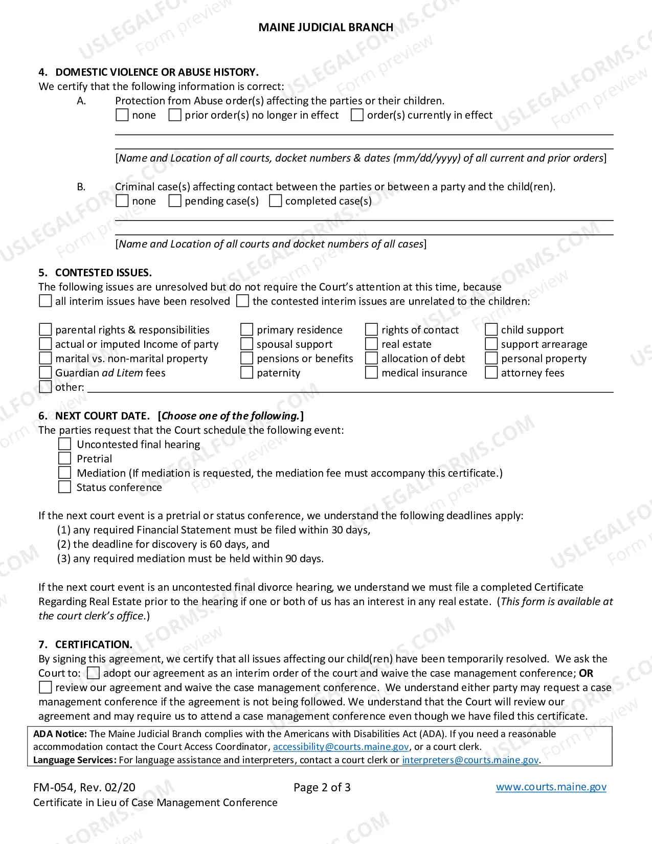 Preview Certification In Lieu of Case Management