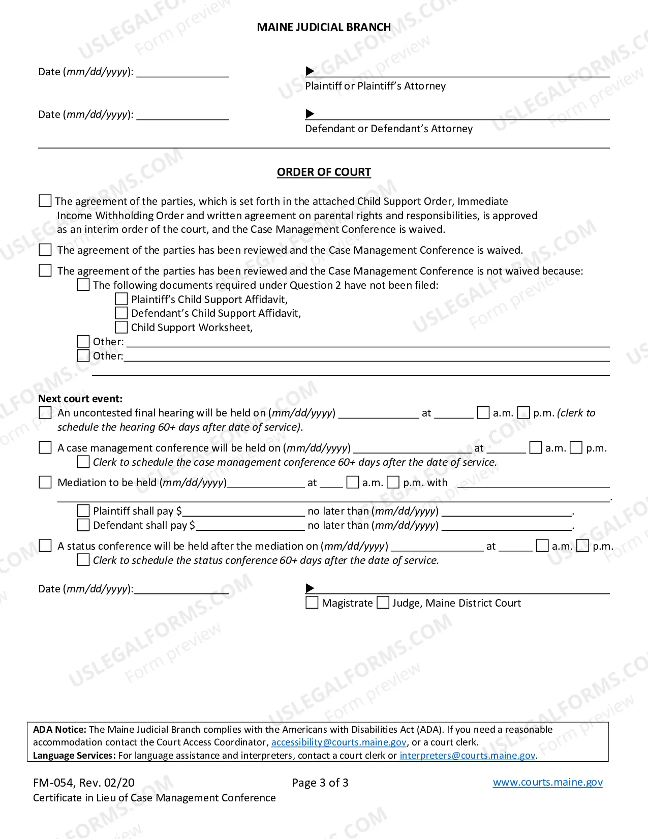 Preview Certification In Lieu of Case Management