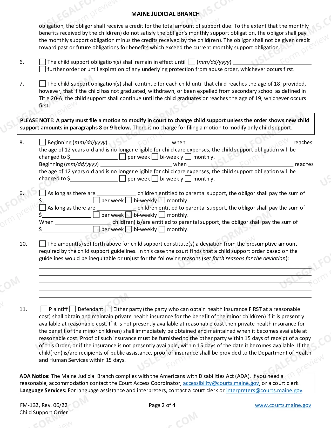 Preview Child Support Order