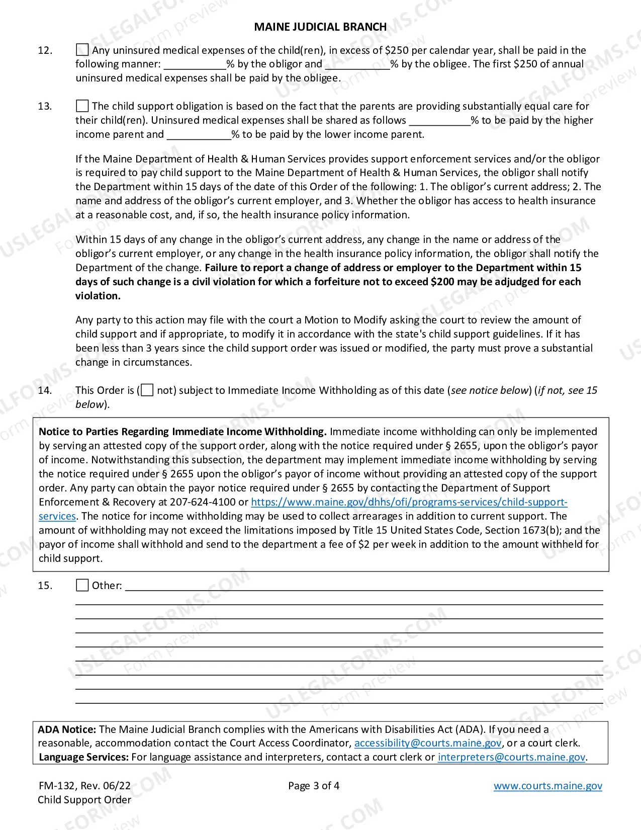 Preview Child Support Order
