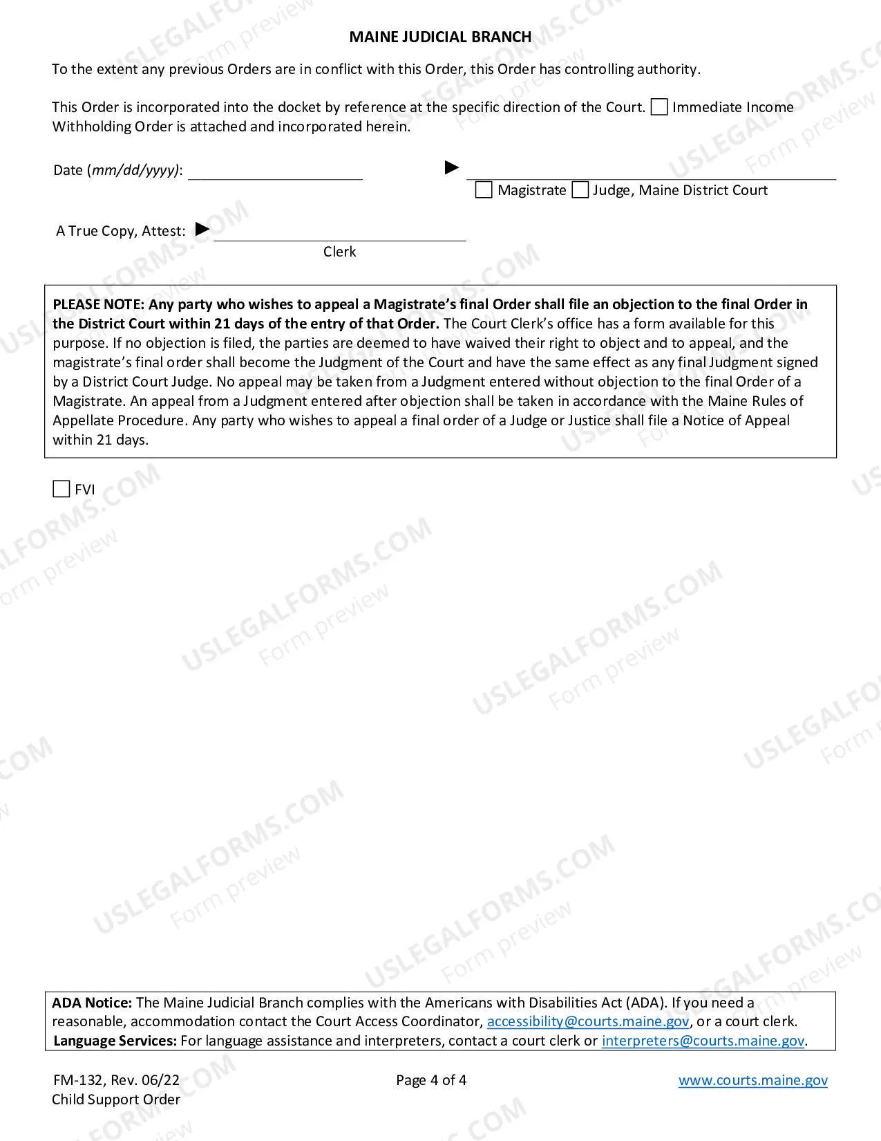 Preview Child Support Order