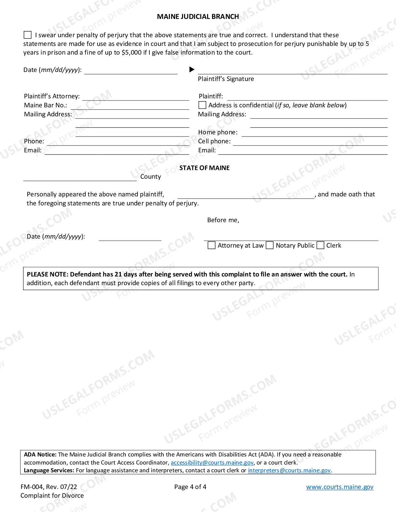 Preview Complaint For Divorce With Children