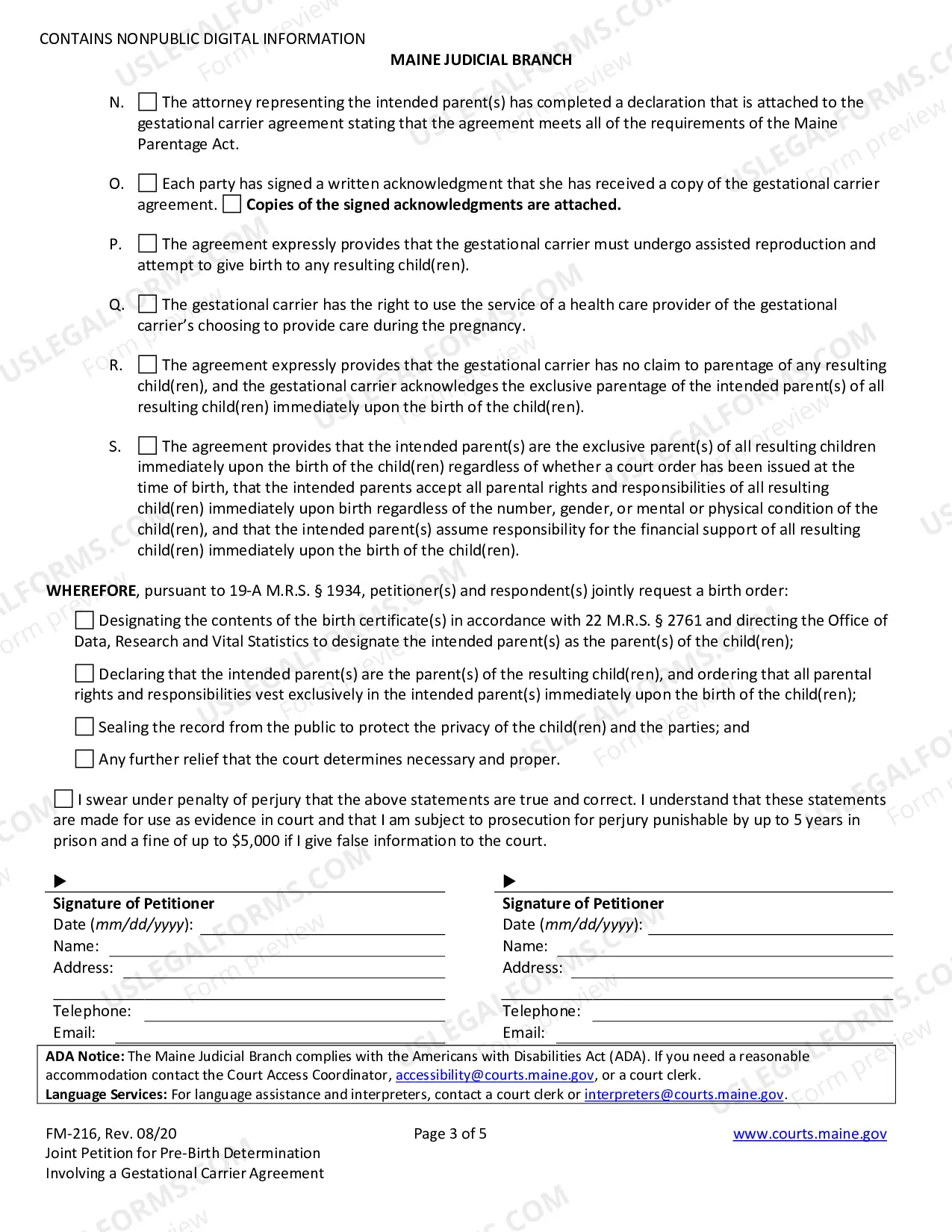 Preview Uncontested Joint Petition For Pre Birth Determination of Parentage