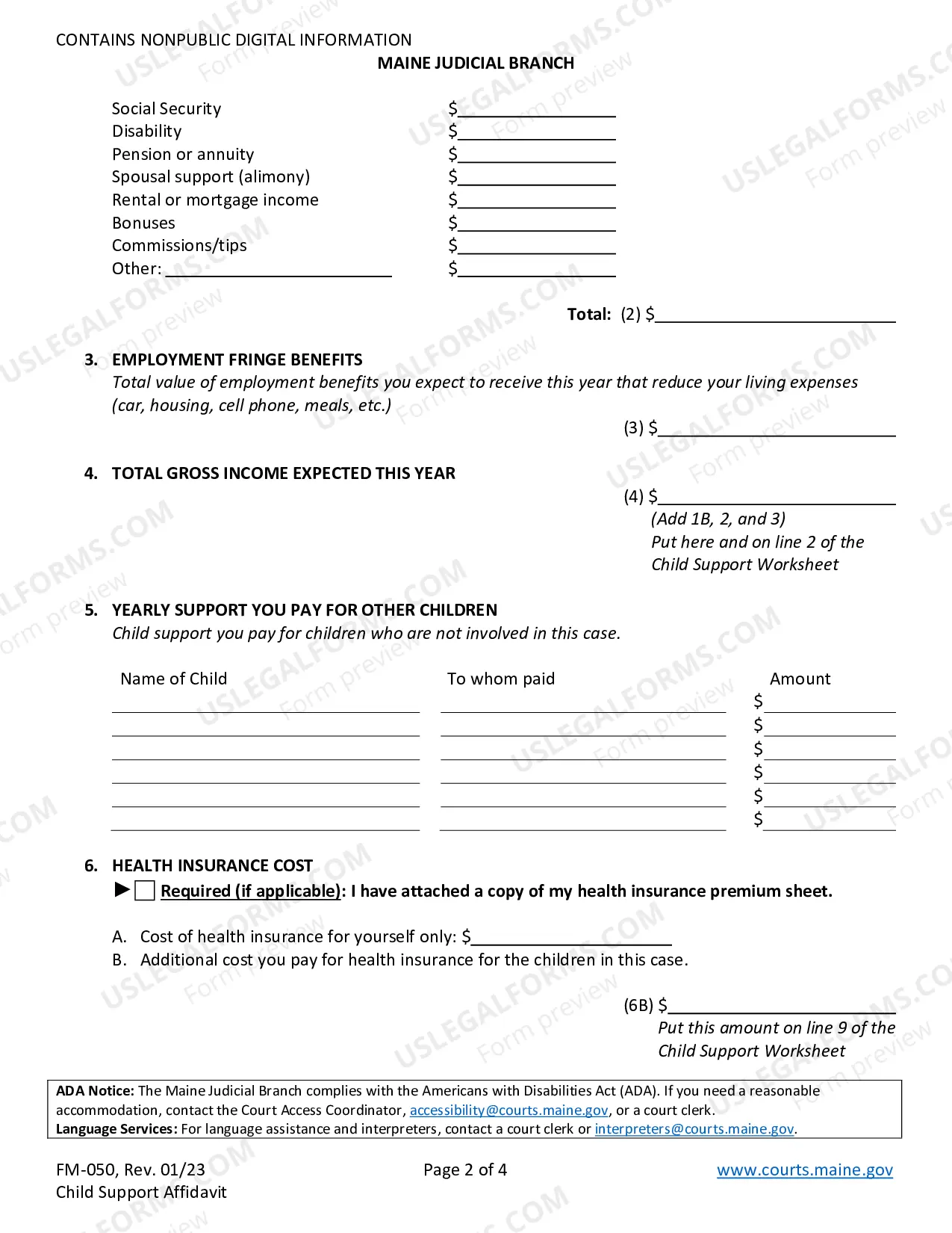 Preview Child Support Affidavit