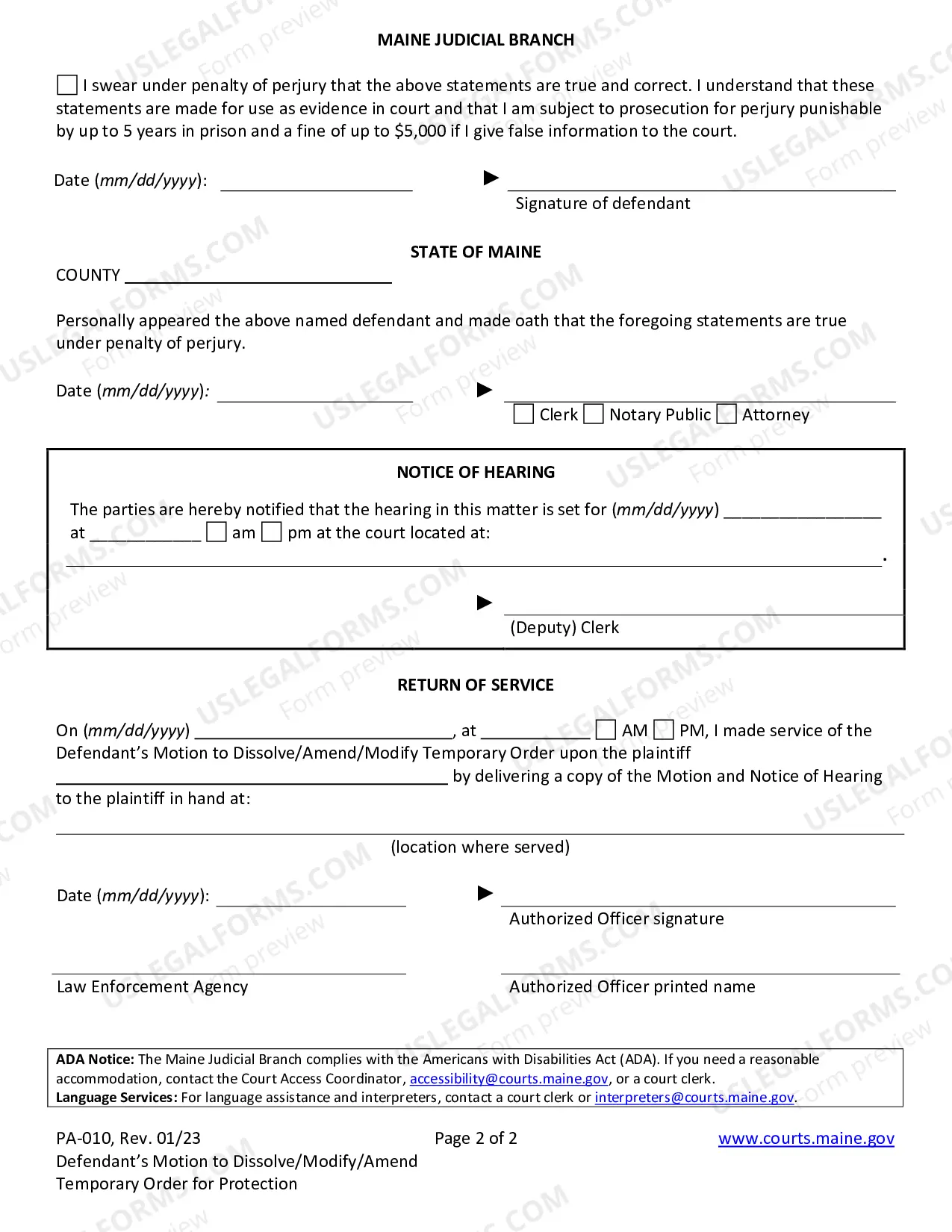 Preview Defendants Motion To Dissolve Temporary Order For Protection Or Modify-Amend
