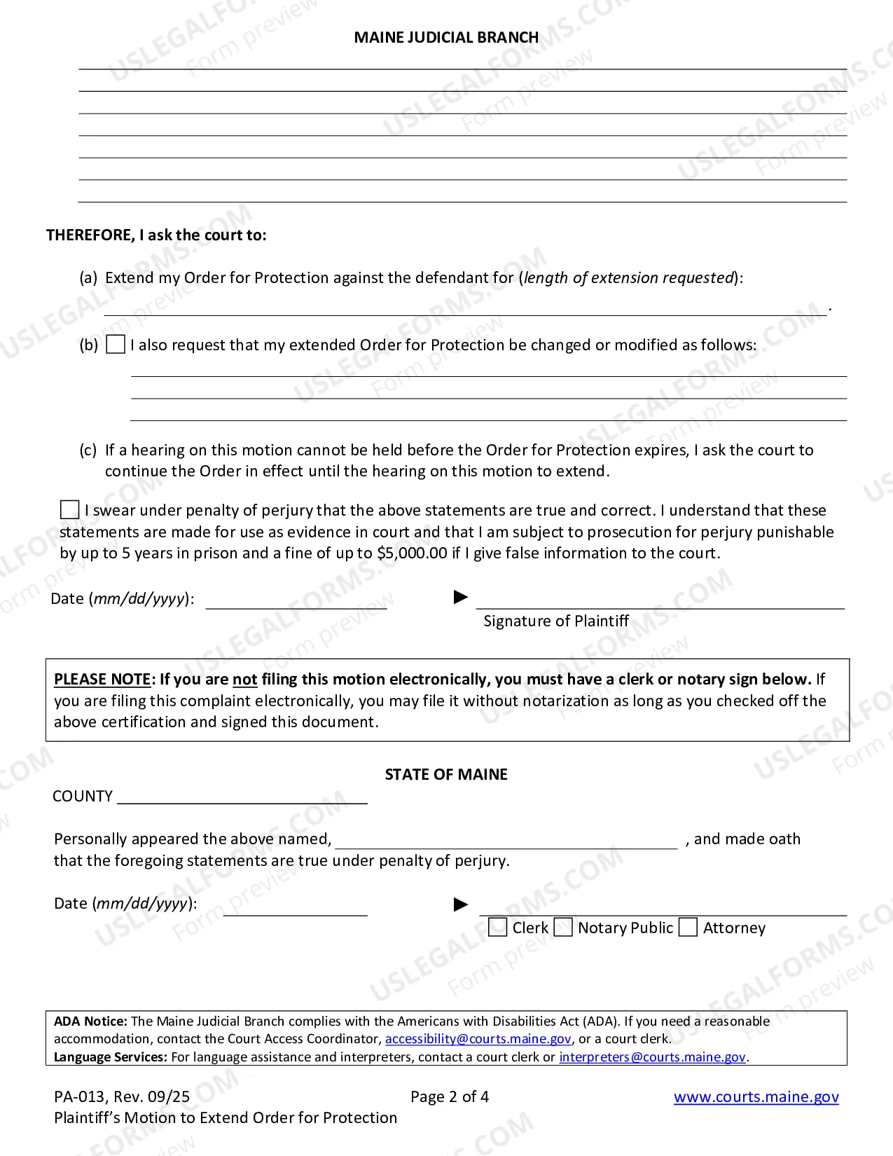 Preview Motion To Extend Order For Protection