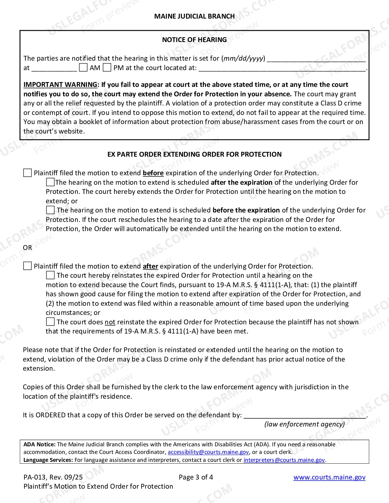 Preview Motion To Extend Order For Protection