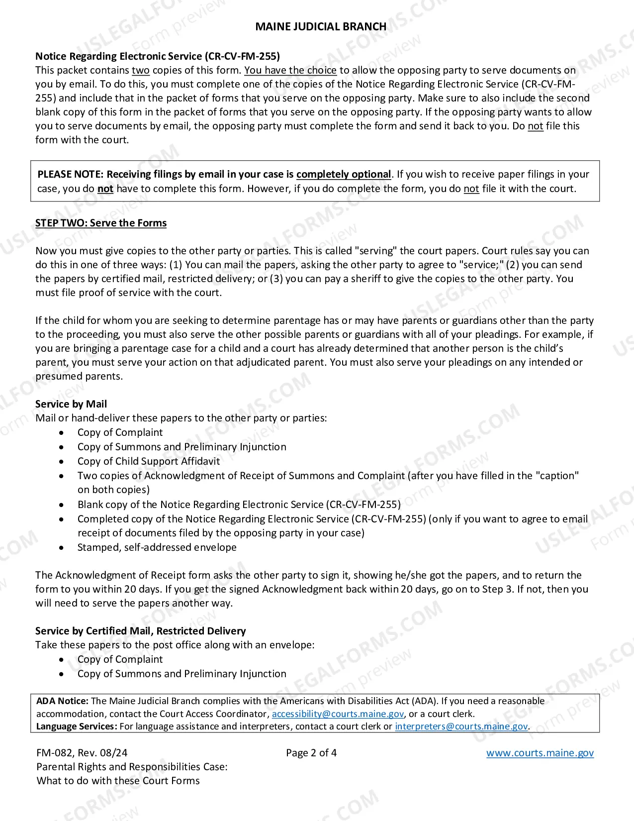 Preview Parentage, Parental Rights and Responsibilities Case: What to do with these Court Forms