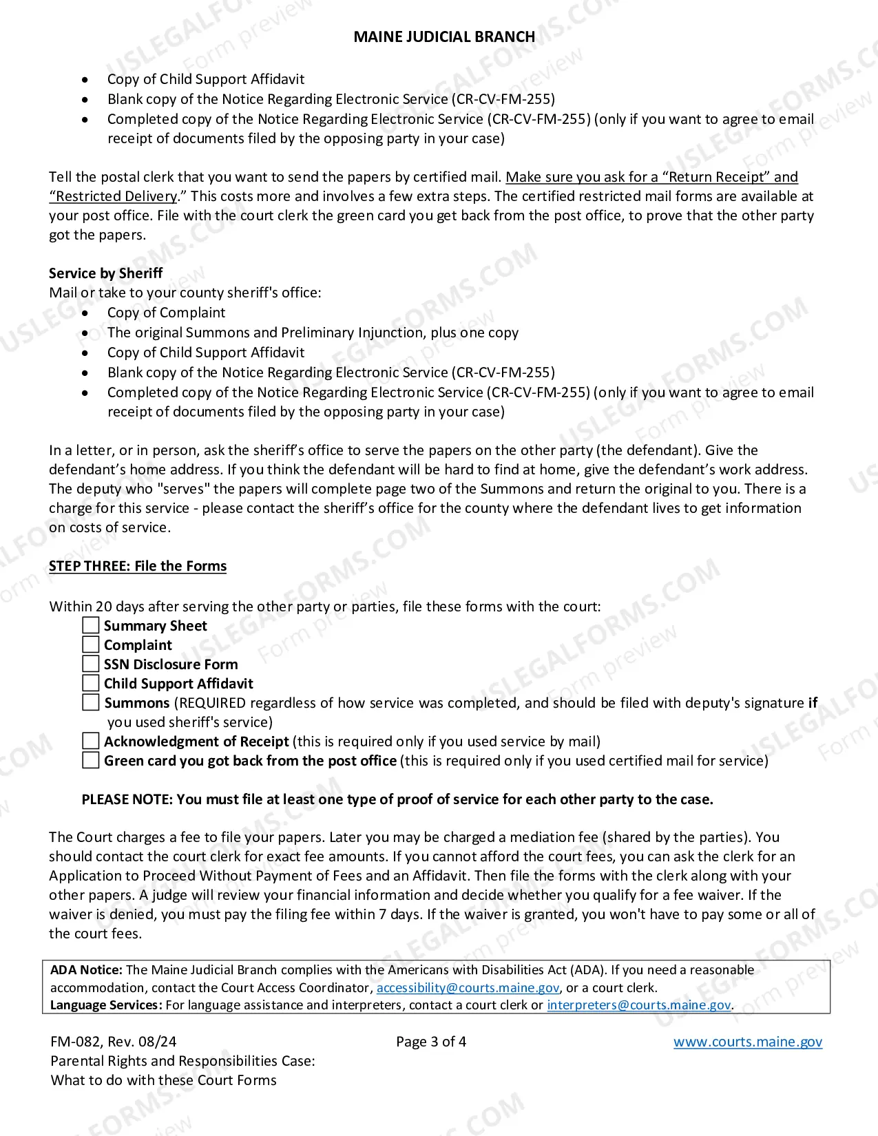 Preview Parentage, Parental Rights and Responsibilities Case: What to do with these Court Forms
