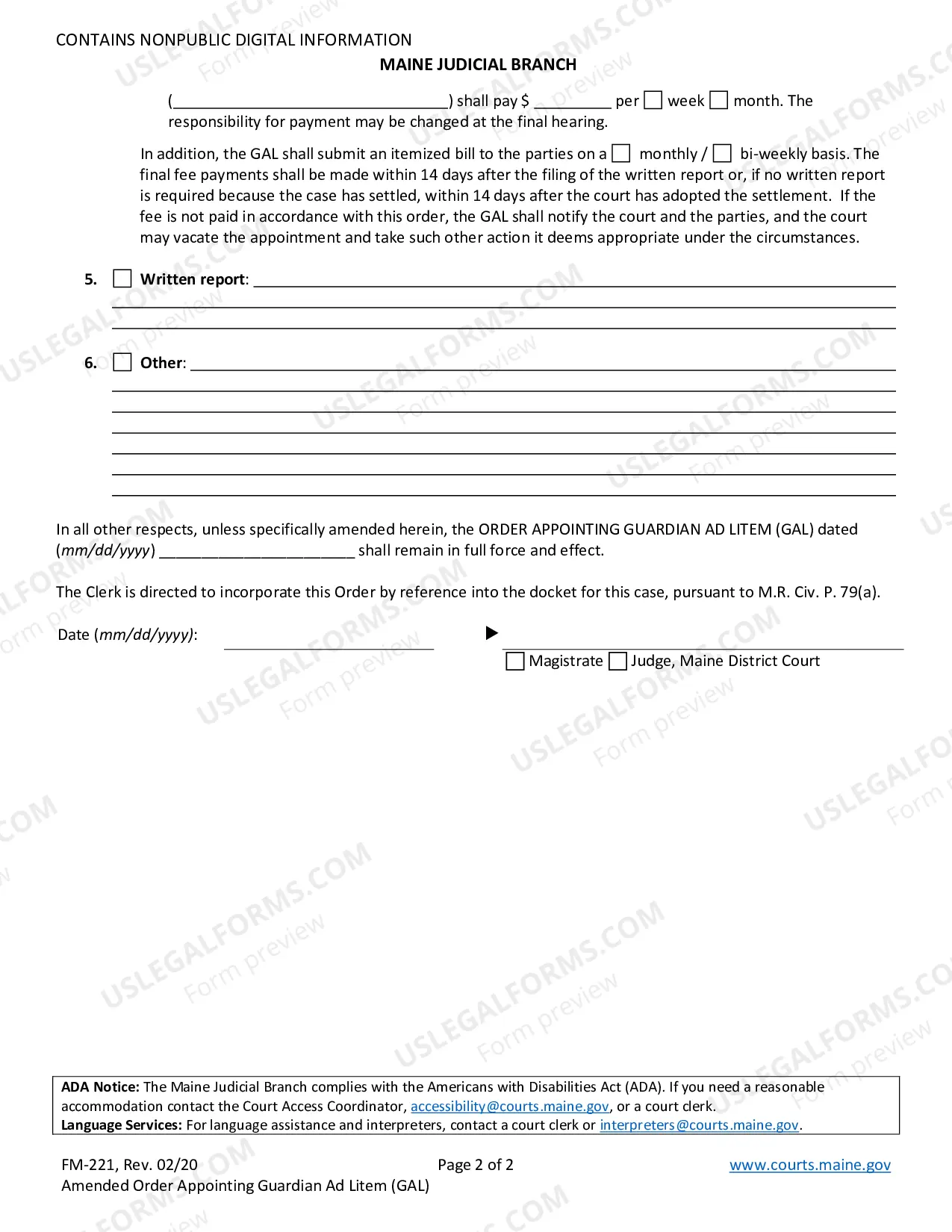 Preview Amended Order Appointing Guardian Ad Litem (Fillable)