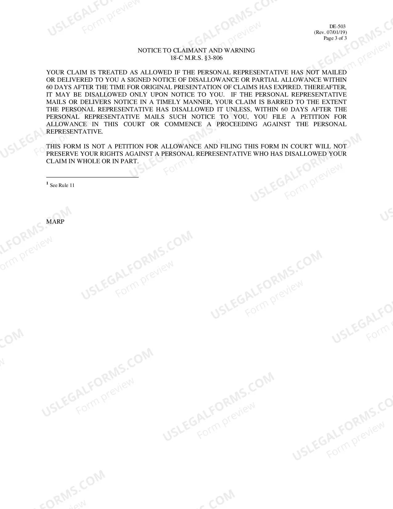 Preview Claim Against Estate