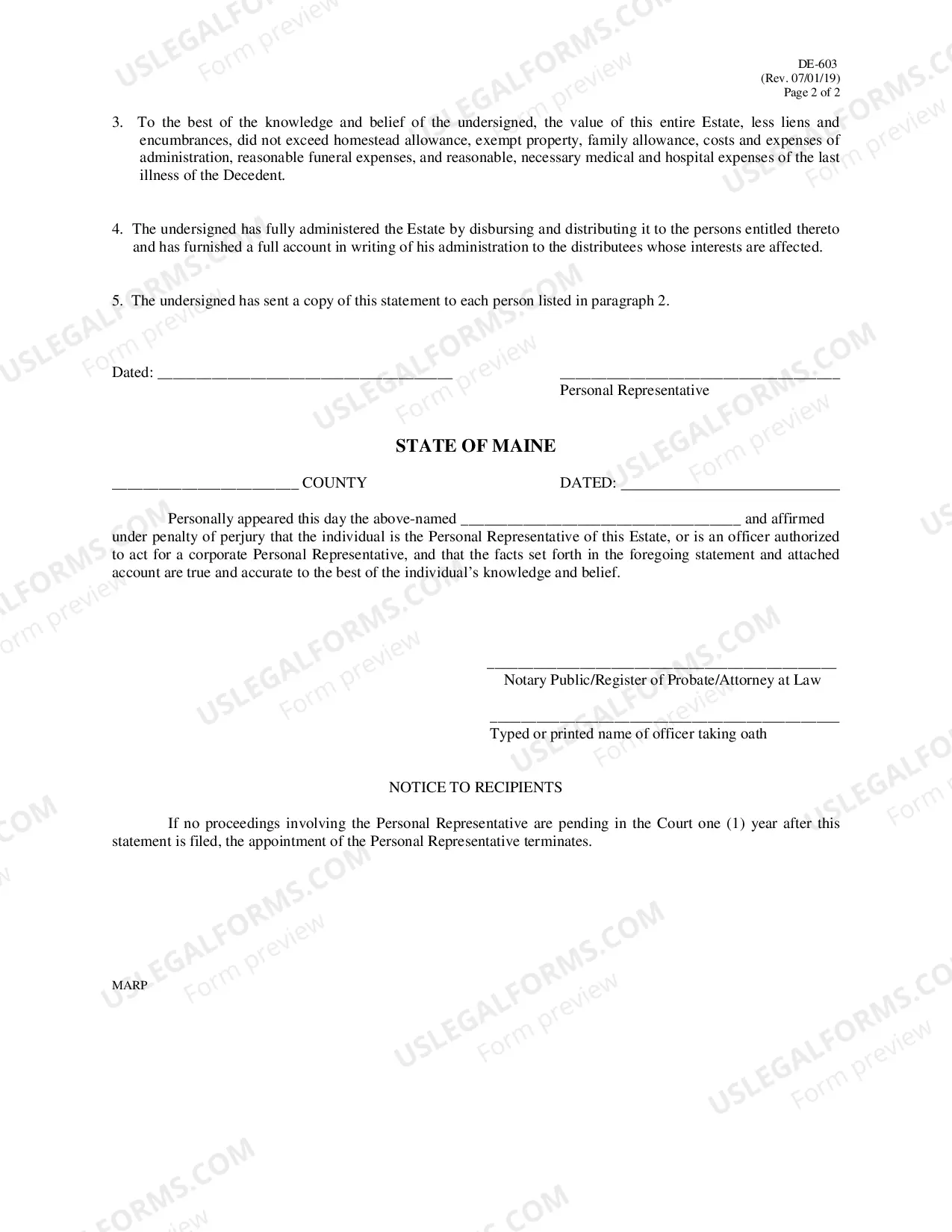 Preview Closing Statement For Small Estate
