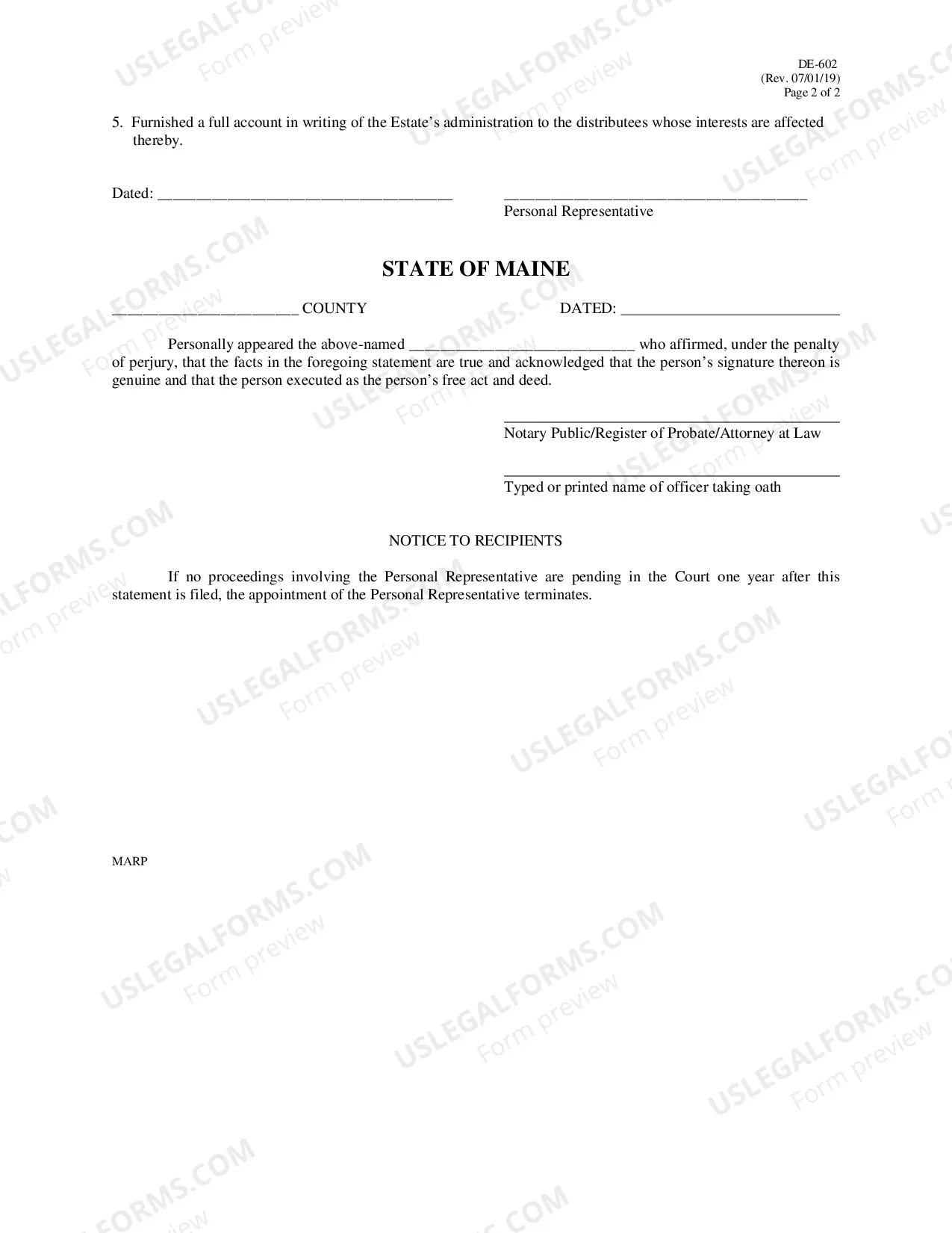 Preview Sworn Statement of Personal Representative