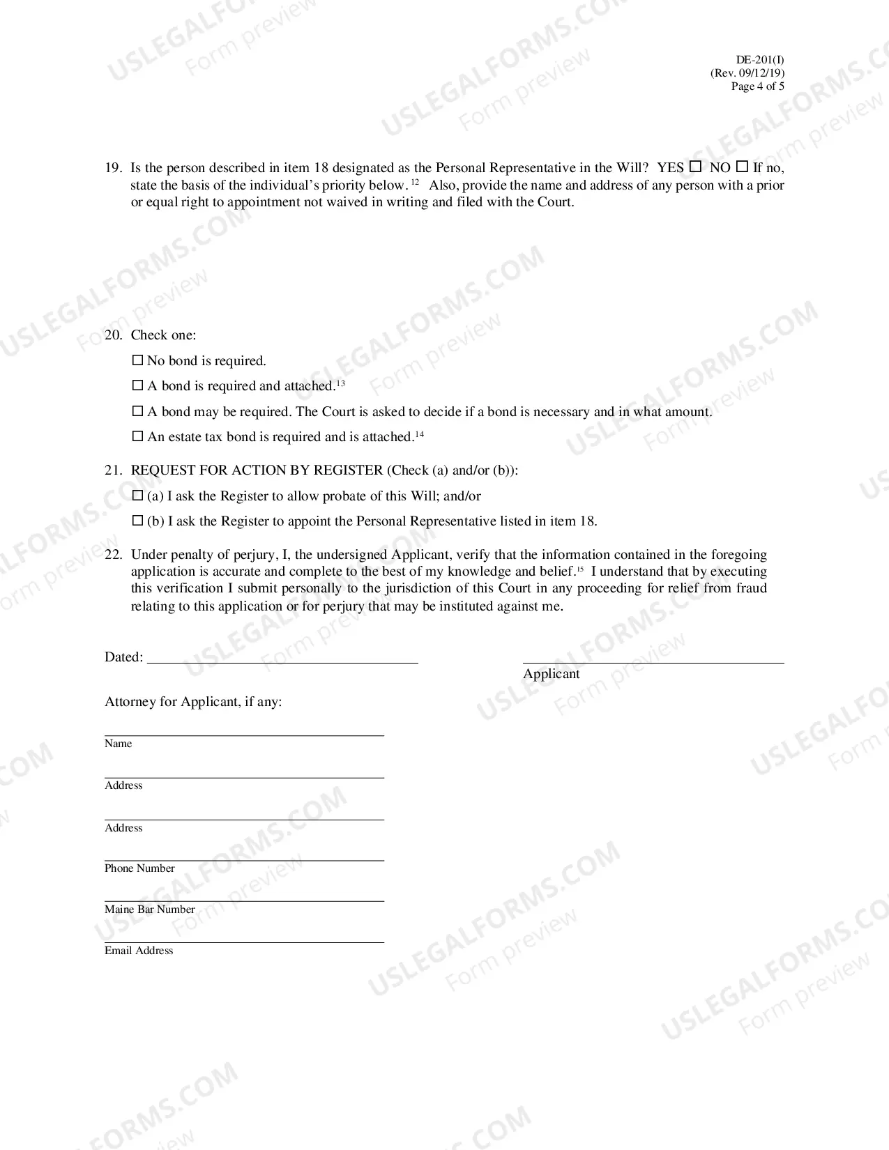 Preview Testate (With A Will) Application