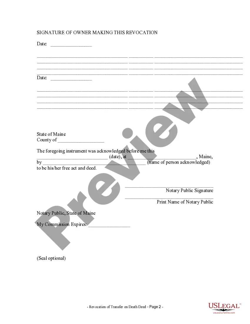 Preview Revocation of Transfer on Death Deed - Beneficiary Deed for Two Grantors