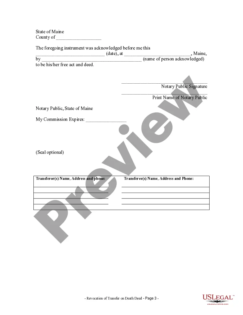 Preview Revocation of Transfer on Death Deed - Beneficiary Deed for Two Grantors