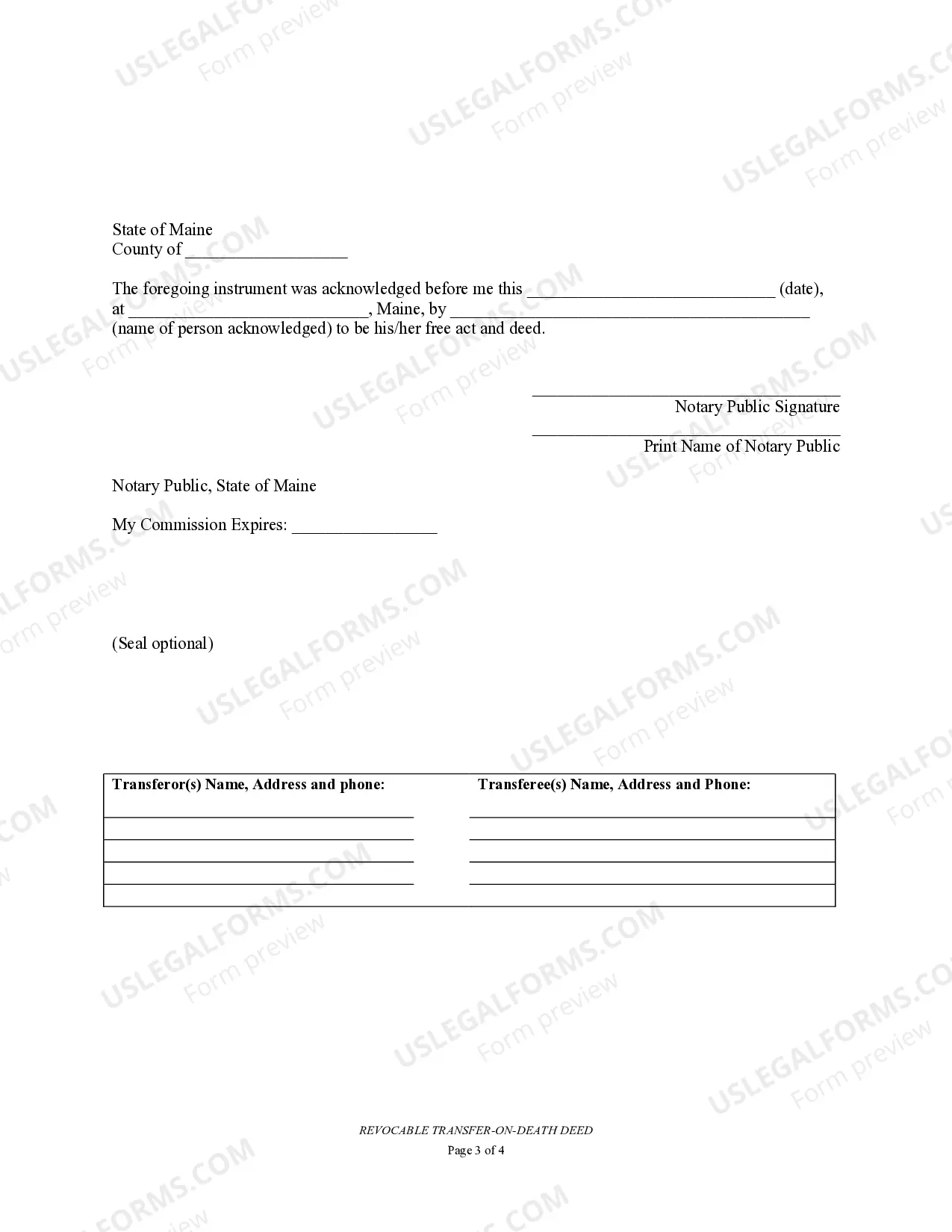 Preview Transfer on Death Deed or TOD - Beneficiary Deed for Individual to a Business Entity