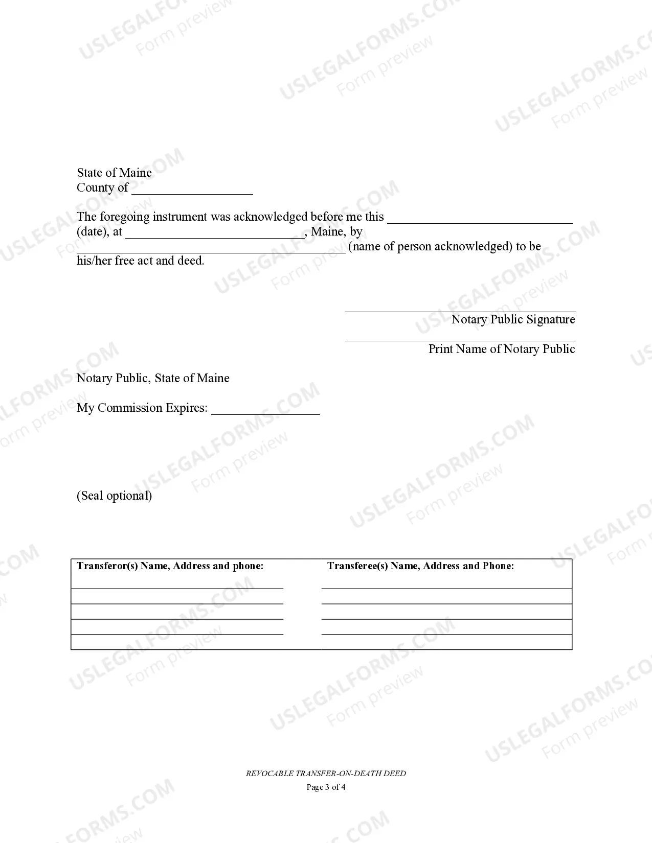 Preview Transfer on Death Deed or TOD - Beneficiary Deed for Individual to a Trust