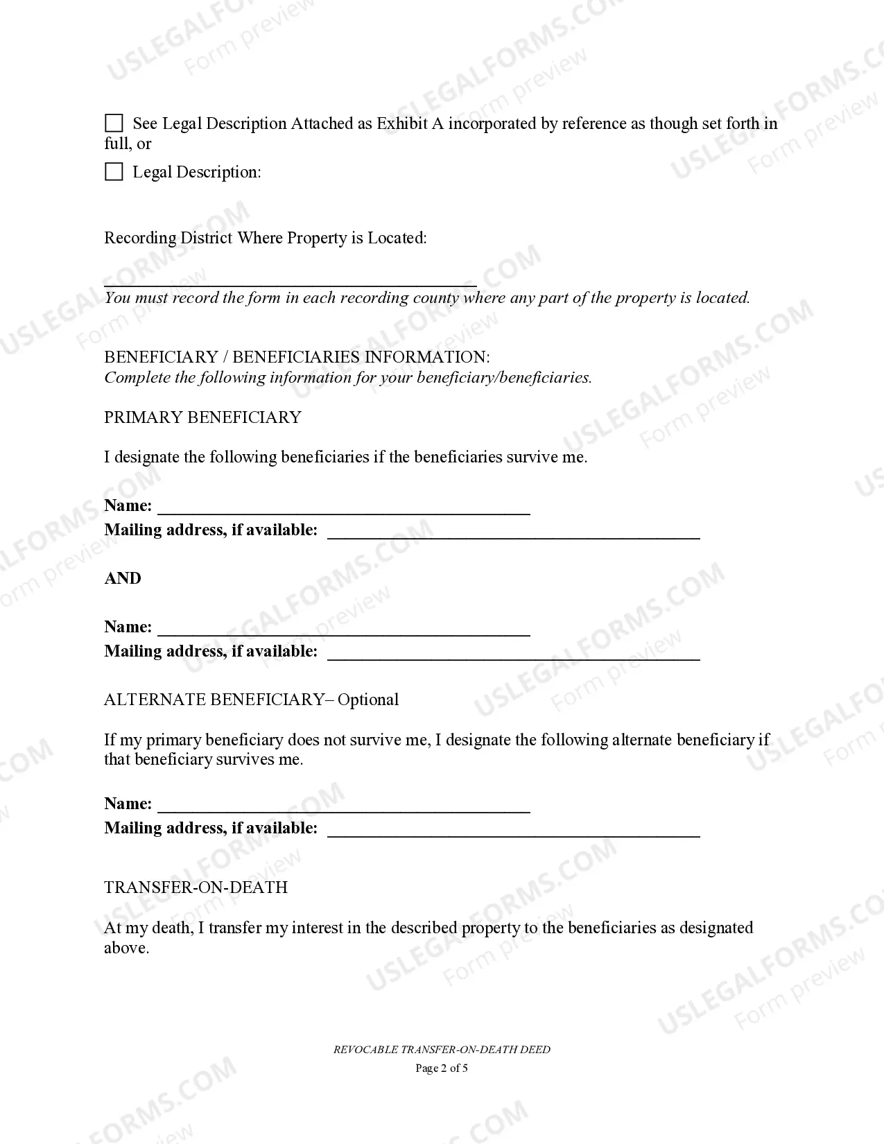 Preview Transfer on Death Deed or TOD - Beneficiary Deed for Two Married Individuals to Two Individuals