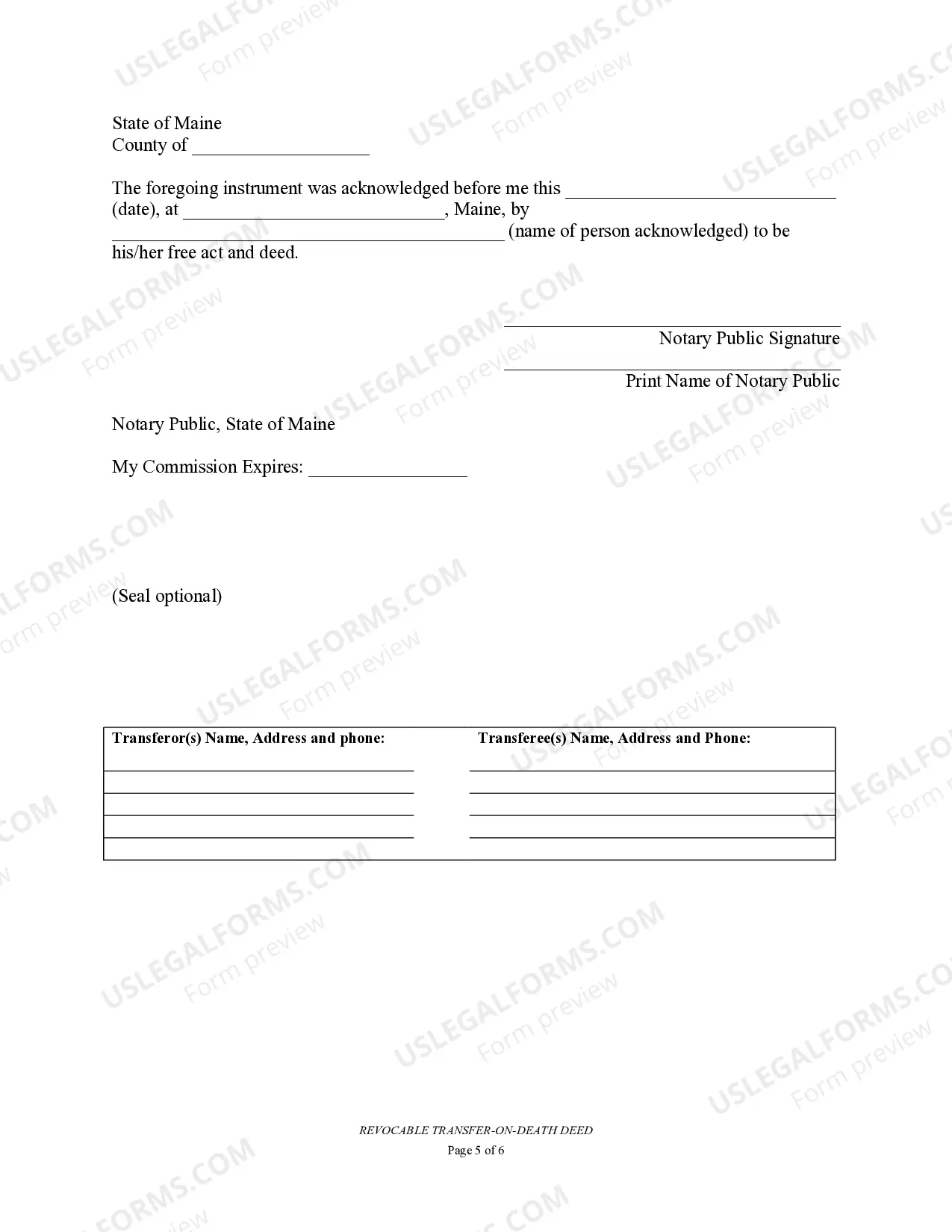 Preview Transfer on Death Deed or TOD - Beneficiary Deed for Two Individuals to Business Entity